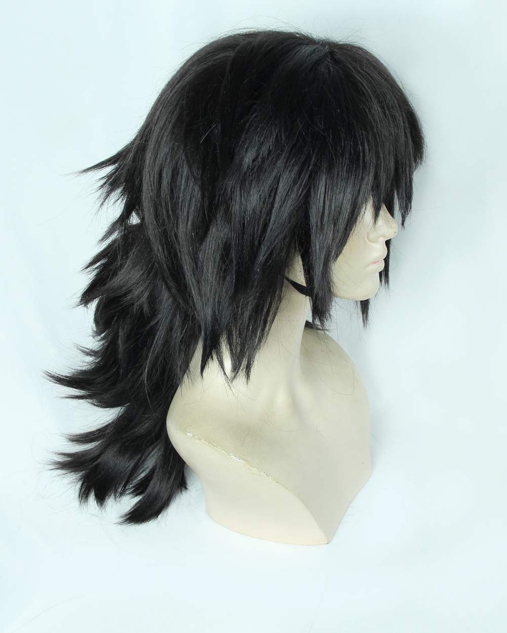 Heat Resistant Natural Black Cosplay Wig - Synthetic Anime Hair for Halloween, Costume Parties & Cosplay Events - Perfect for Cosplay Enthusiasts & Halloween Costumes