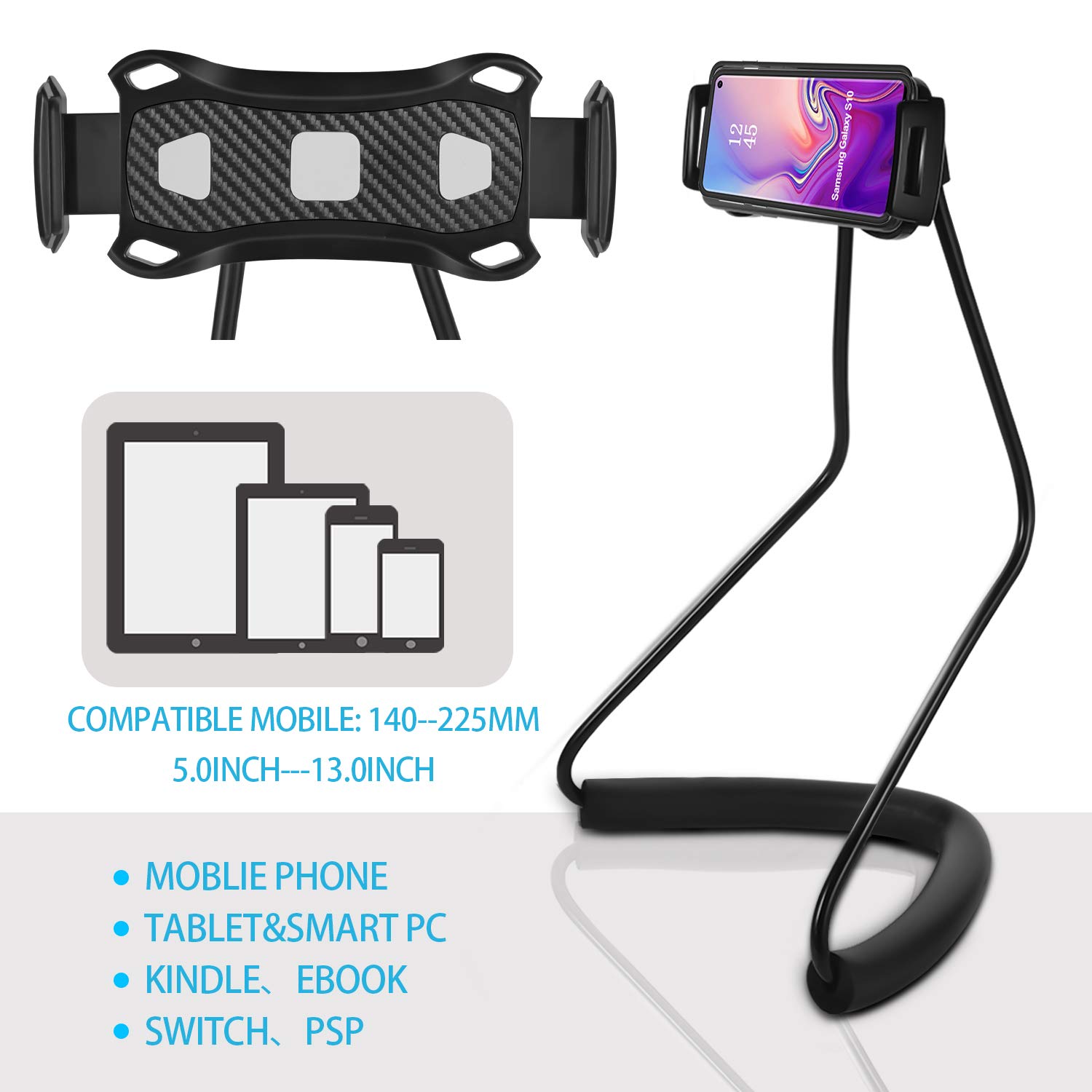 Hands-Free Lazy Neck Phone Holder - Adjustable Bed & Neck Phone Stand for iPhone, Samsung, Tablets - Perfect for Watching Movies, Reading & Gaming in Bed