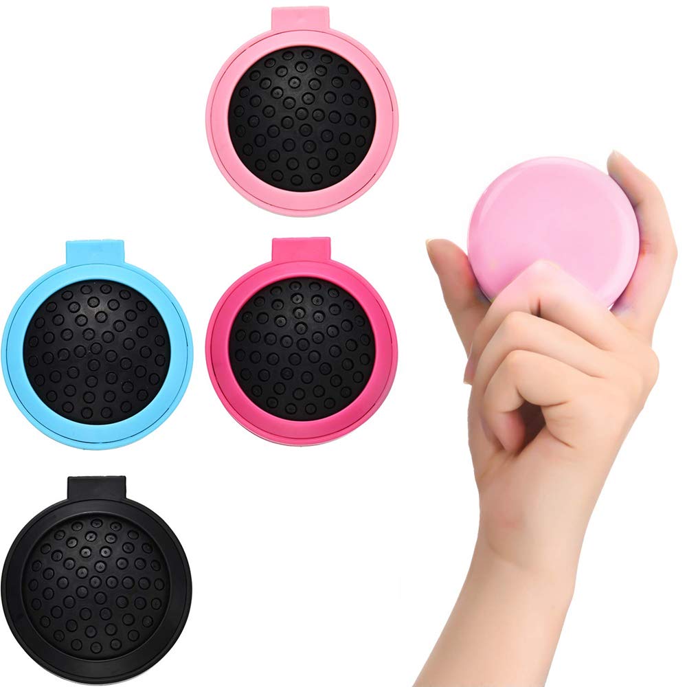 4 Pack Folding Travel Hair Brush with Mirror - Mini Round Pocket Hair Comb for Women & Girls, Compact Hair Massage Comb for On-the-Go, Gym, Purse & Travel Essentials (Black)