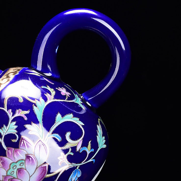 Premium Enamel Porcelain Tea Set with Inner Sterling Silver Lining - Elegant Tea Ceremony Set for Home, Office & Gifting
