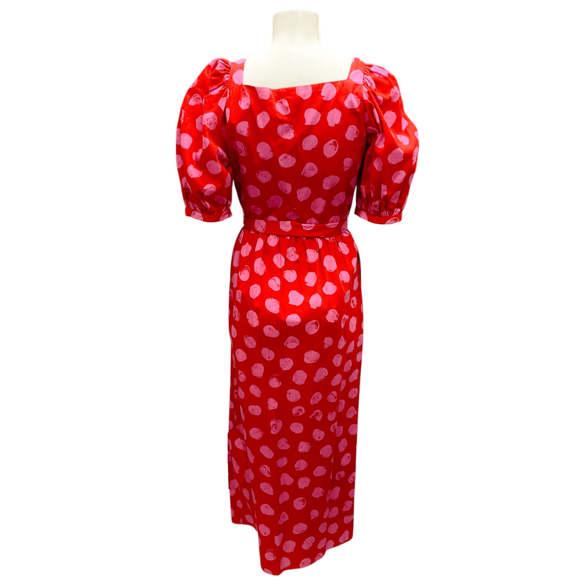 Borgo de Nor Ram Pam Pam Red Cotton Poplin Marian Dress - Elegant Summer Church Wedding Guest Dress for Women