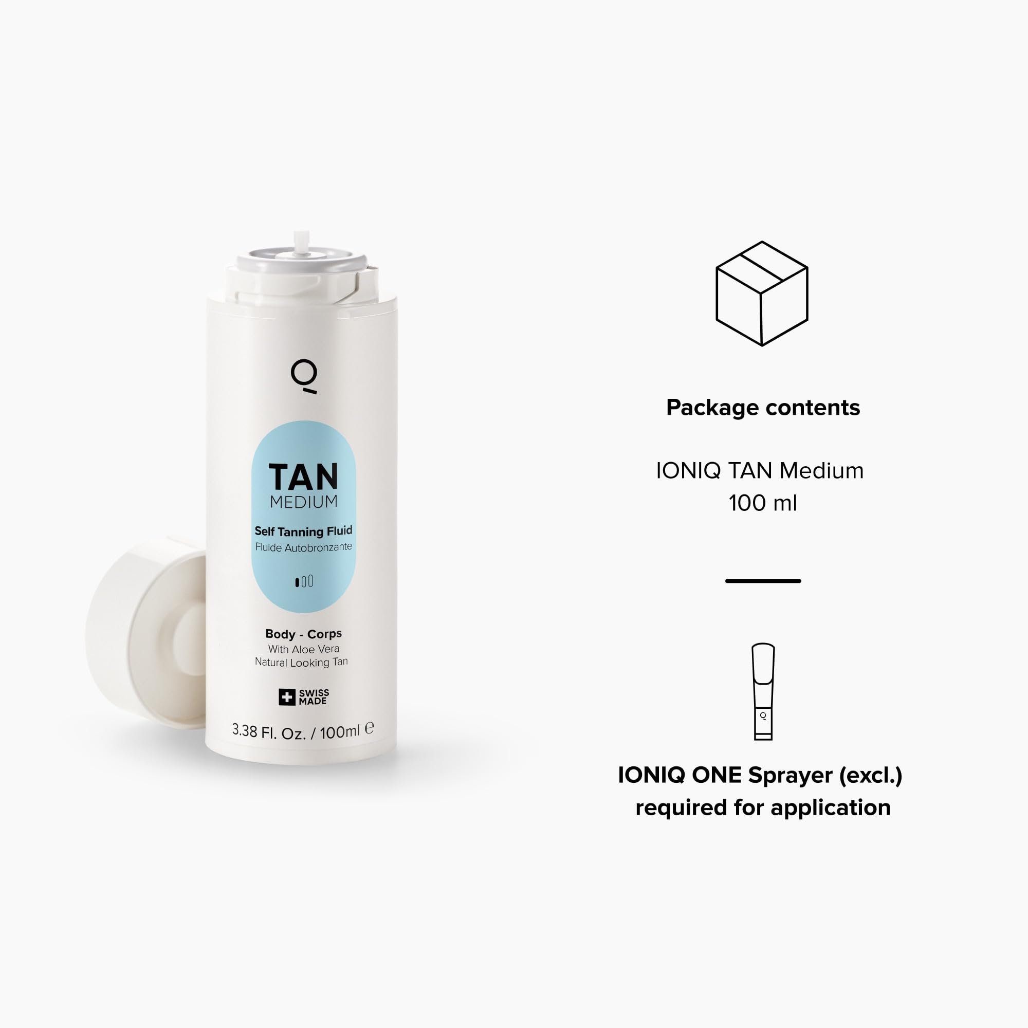 IONIQ Skincare TAN Medium Cartridge - Premium Vegan Self-Tanning Lotion for Natural, Streak-Free Glow in 3 Minutes | Lasts Up to 2 Weeks | Nourishing Formula with Pleasant Fragrance | Future Skincare System | Perfect for Vacations, Weddings & Everyday Radiance