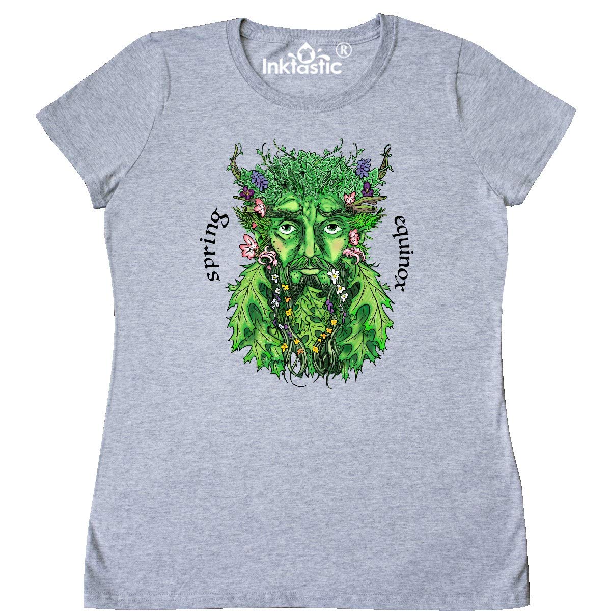 Inktastic 1st Day of Spring Greenman Spring Equinox Women's T-Shirt - Eco-Friendly Graphic Tee for Nature Lovers, Earth Day & Spring Festival Celebration
