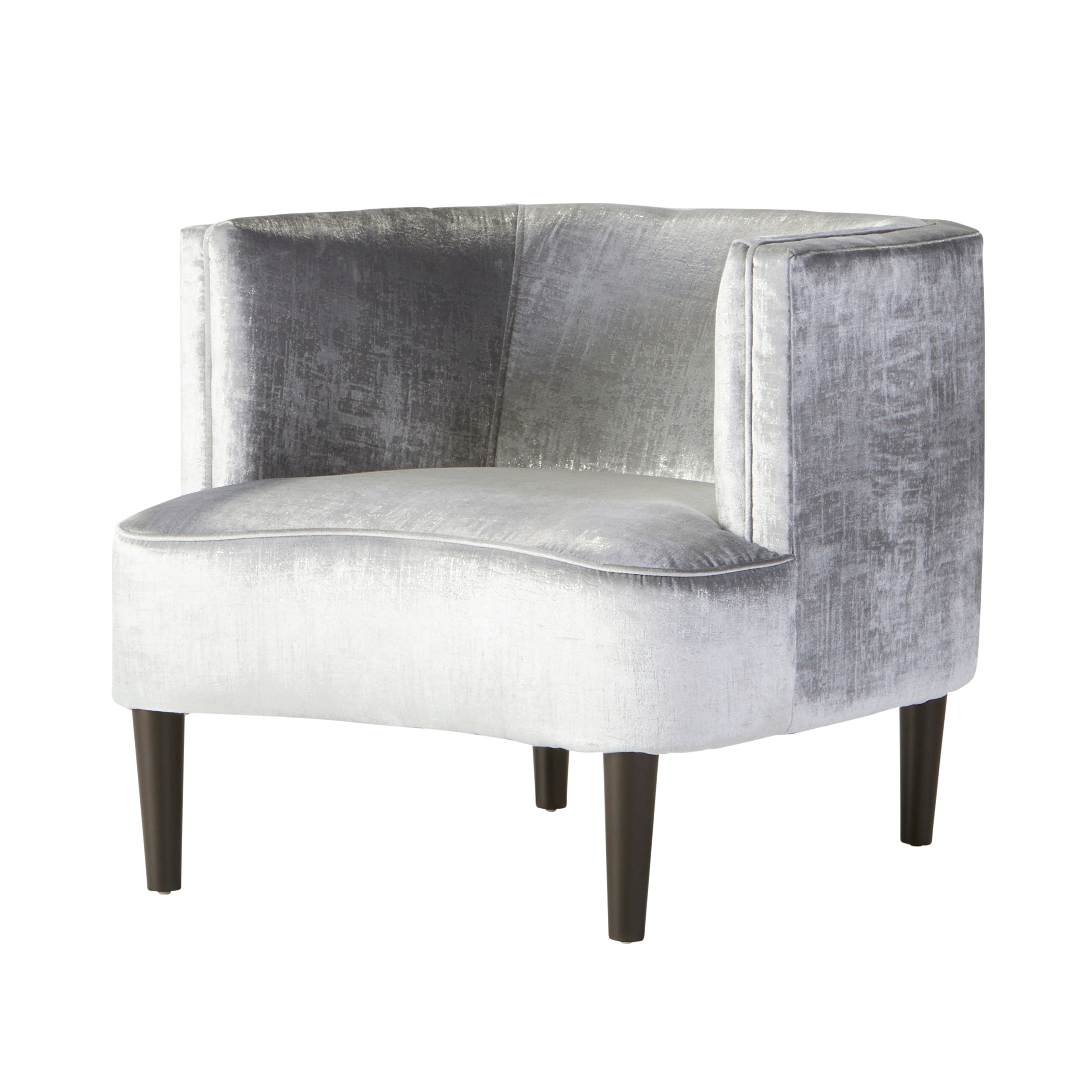 Roundhill Furniture Isla Chenille Oversized Barrel Accent Chair with Arms - Alnwick Ash - Comfortable Living Room Seating for Relaxing & Reading