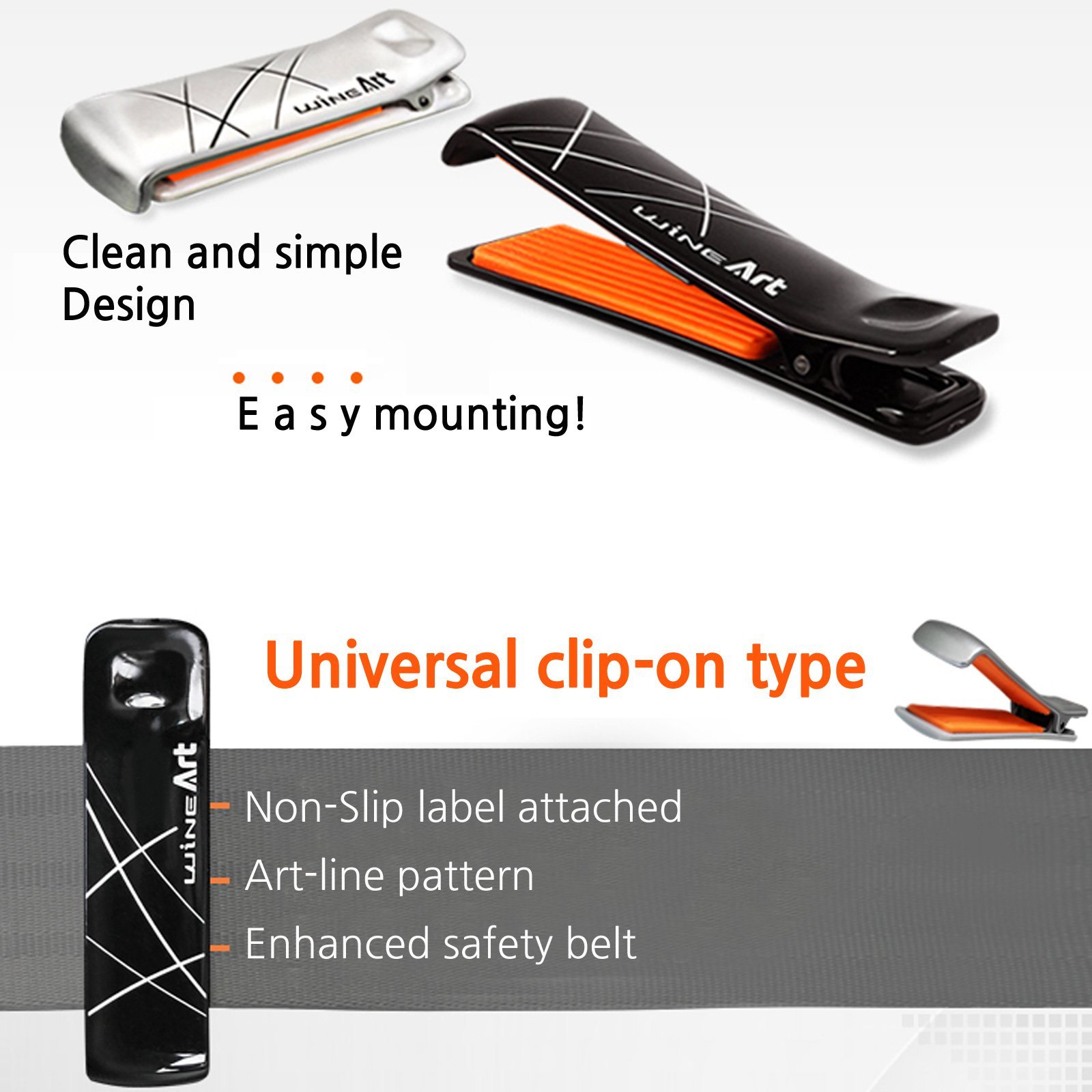 Car Seat Belt Adjuster - 2PCS Silver Clip-on Safety Stopper for Car, Truck, Bus & Vehicle Seats | Secure Loose Belts | Perfect for Child Car Seats, Road Trips & Fleet Vehicles