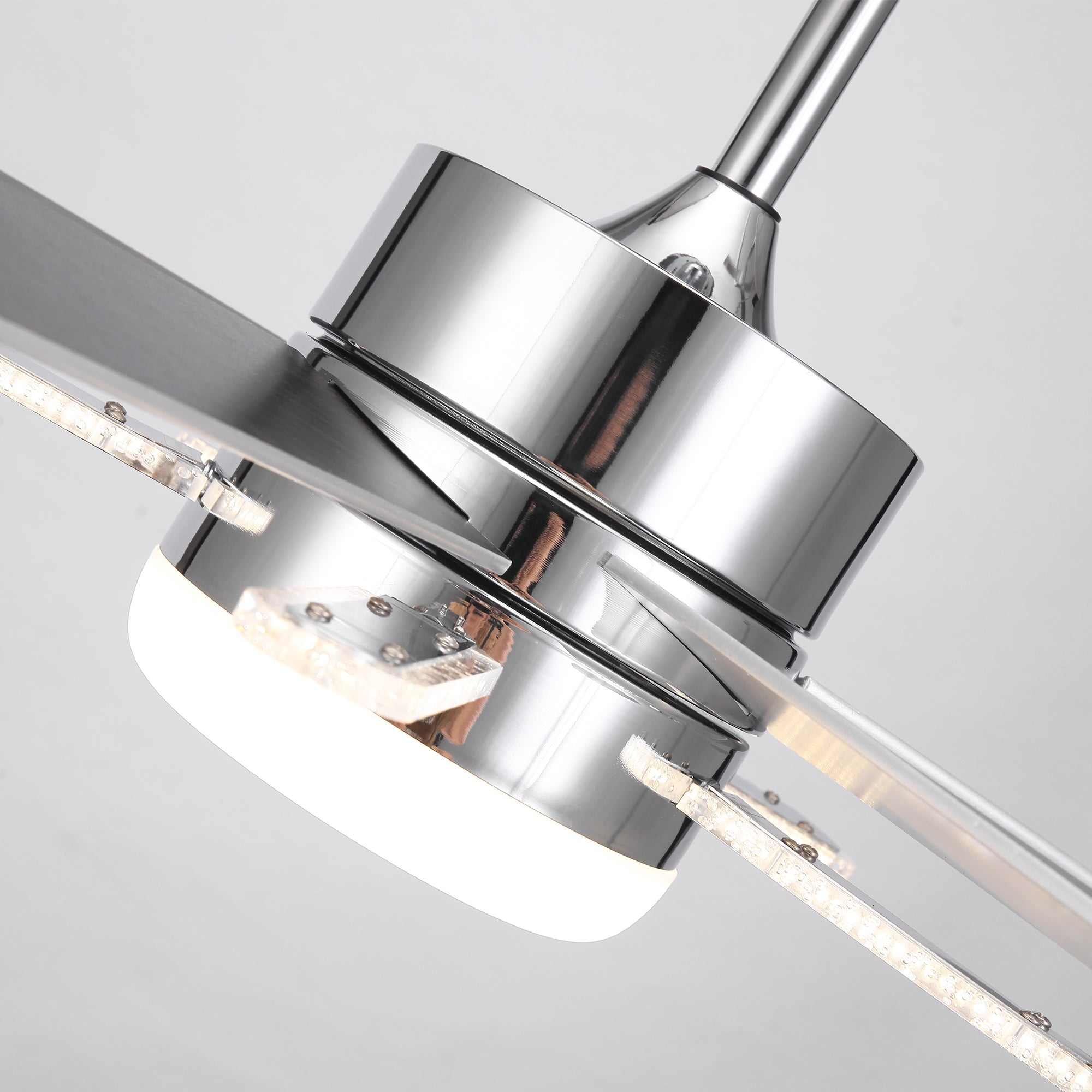 52 Inch Modern Ceiling Fan with Double-Sided Blades, Downrod Mount & Main/Side LED Lights - Perfect for Living Room, Bedroom, and Outdoor Patio Cooling