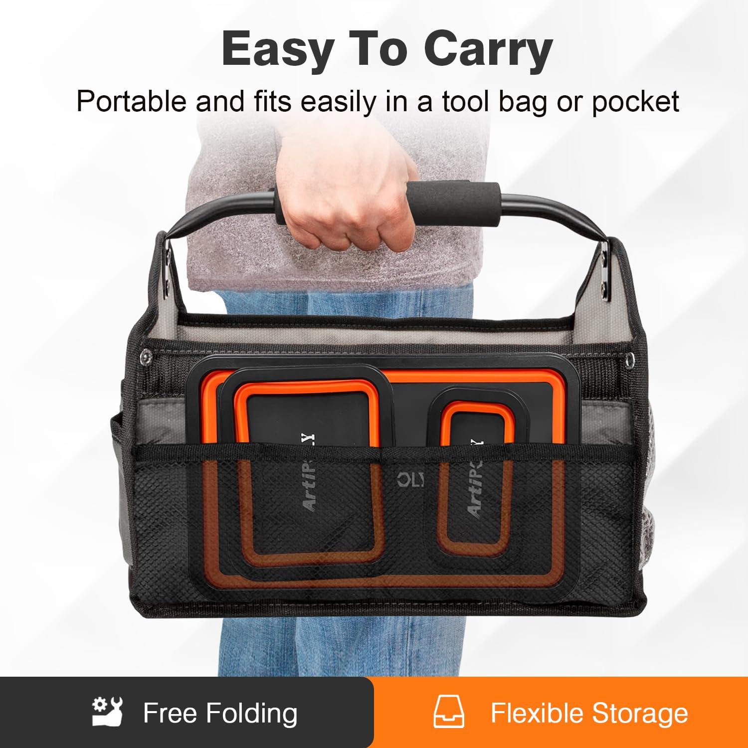 Collapsible Magnetic Parts Tray Set - 3 Sizes Foldable Silicone Tool Trays for Bolts, Screws, Nuts & Small Metal Parts | Durable Mechanic Organizer for DIY, Auto Repair & Workshop Organization | Perfect for Garage, Home Improvement & Professional Use