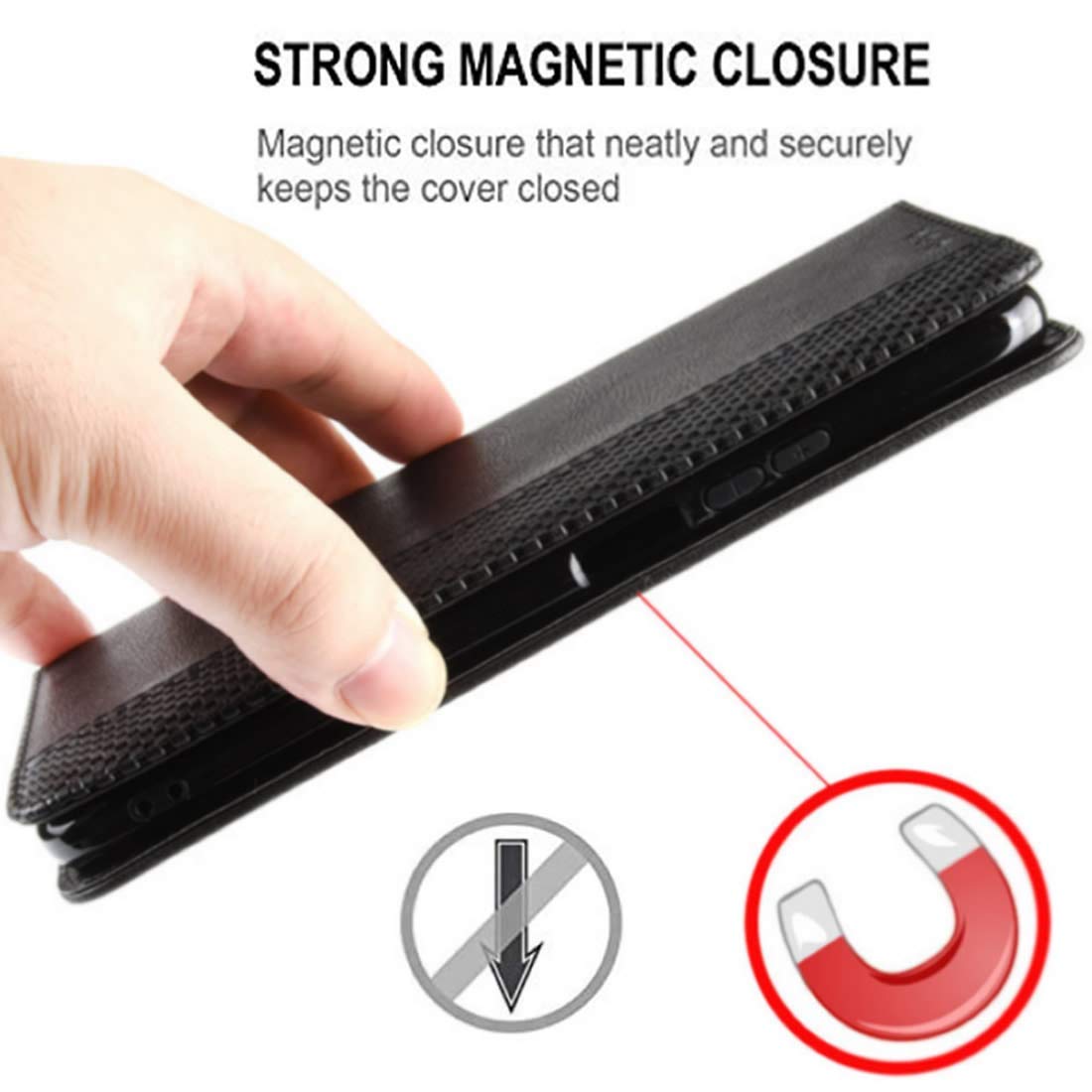 Premium PU Leather Magnetic Wallet Case for ZTE Blade A3 2019 & Blade L8 - Shockproof Flip Cover with Card Slots & RFID Protection (Black) - Perfect for Work, Travel & Everyday Use
