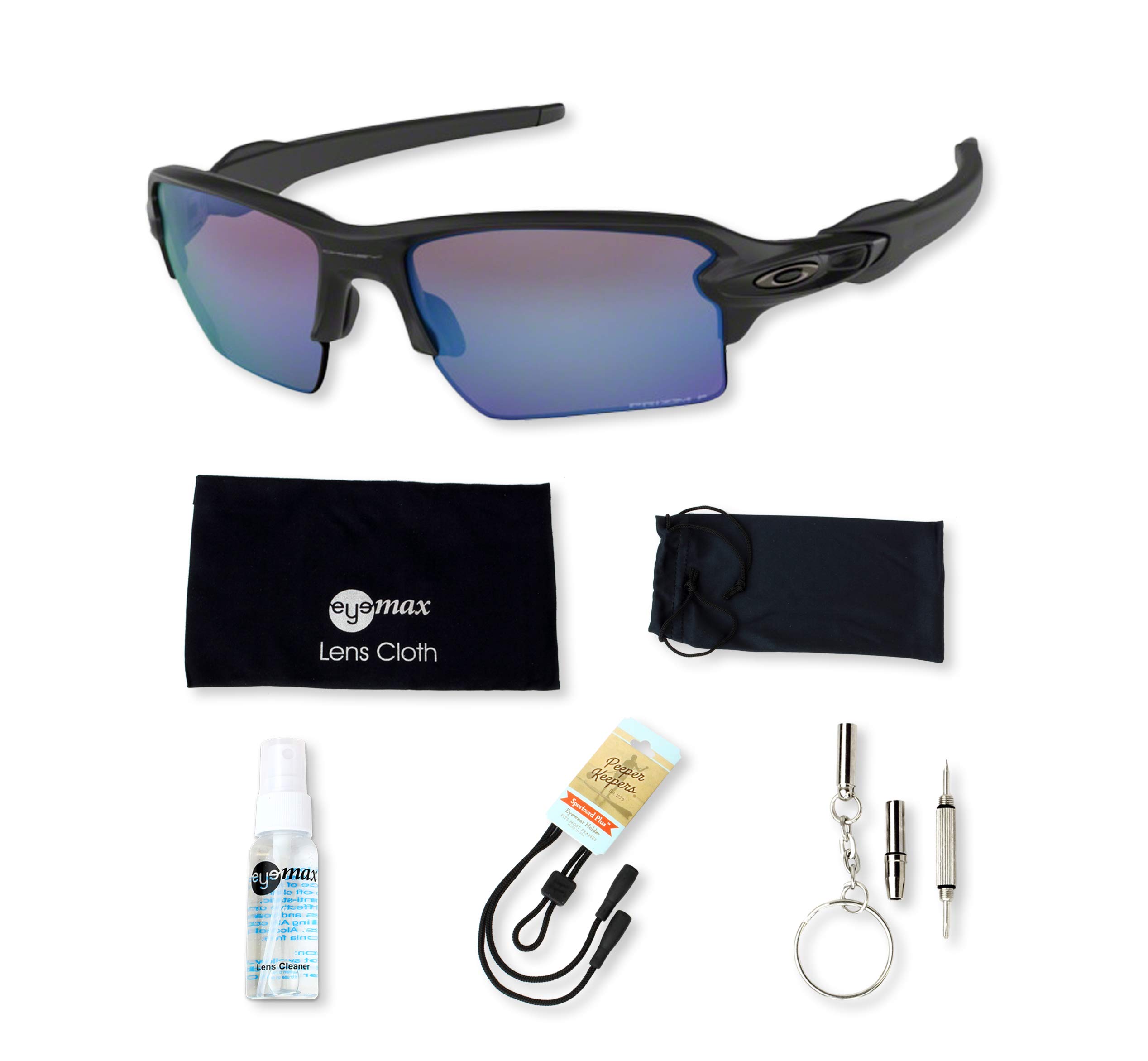 Oakley Men's Flak 2.0 XL OO9188 Polarized Sunglasses Bundle - Includes Hard Case, Microfiber Bag & Cleaning Cloth (5-Piece Set) | Perfect for Running, Cycling & Outdoor Sports