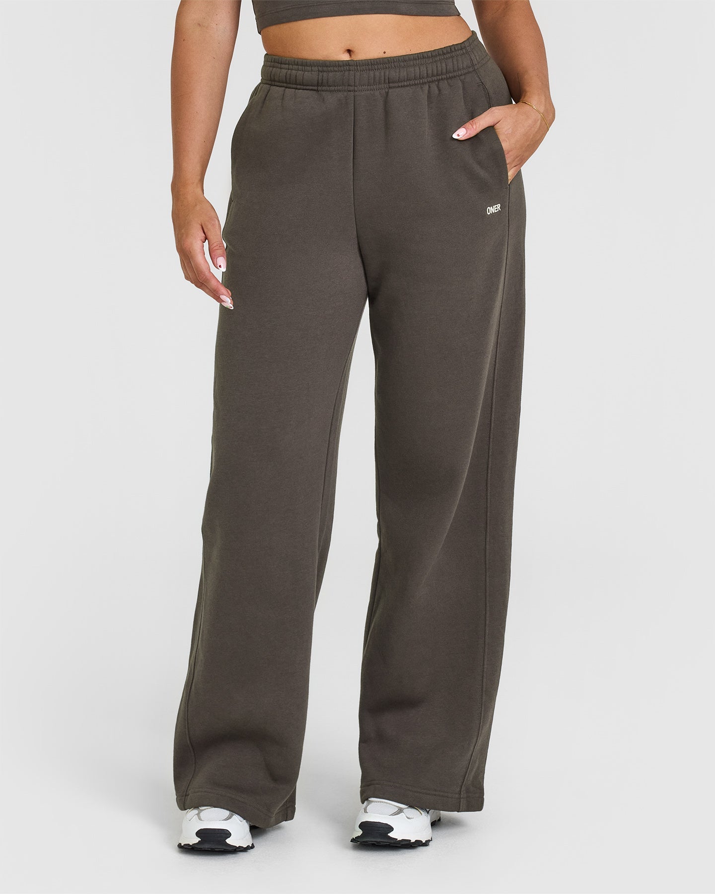 Foundations Straight Leg Jogger Pants for Women - Soft Stretch Comfortable Lounge Pants in Deep Taupe | Perfect for Yoga, Running, Travel and Casual Wear
