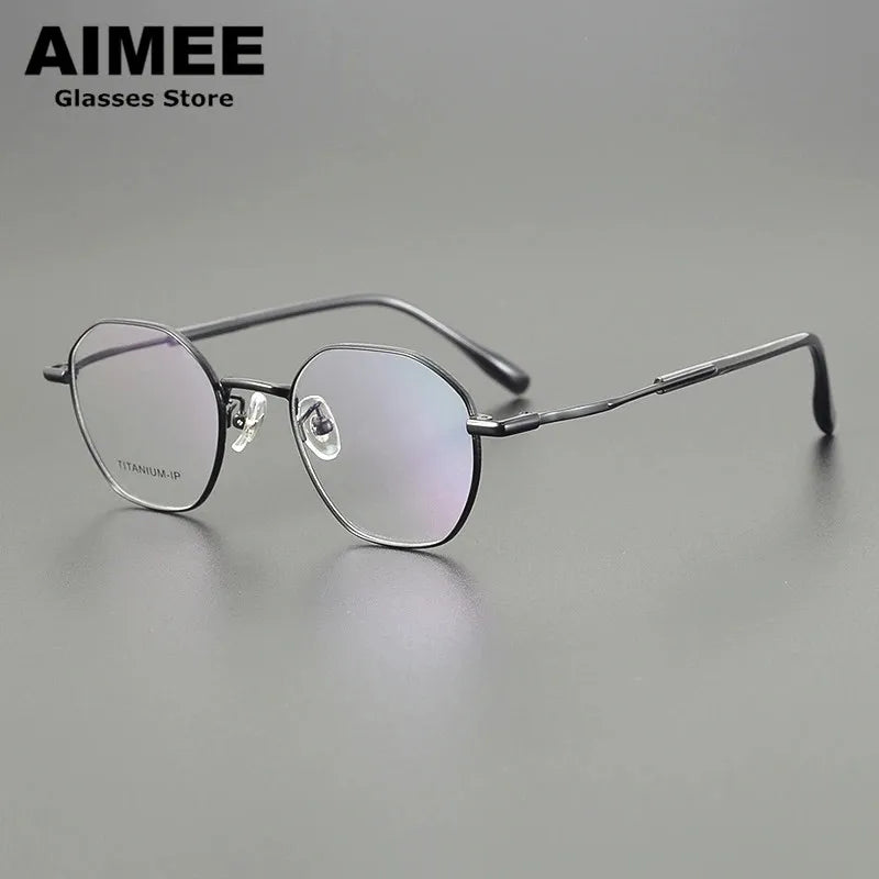 Aimee Unisex Full Rim Flat Top Round Polygon Titanium Eyeglasses 5016 - Lightweight & Durable Eyewear for Work, Reading & Fashion (Available in Multiple Colors)
