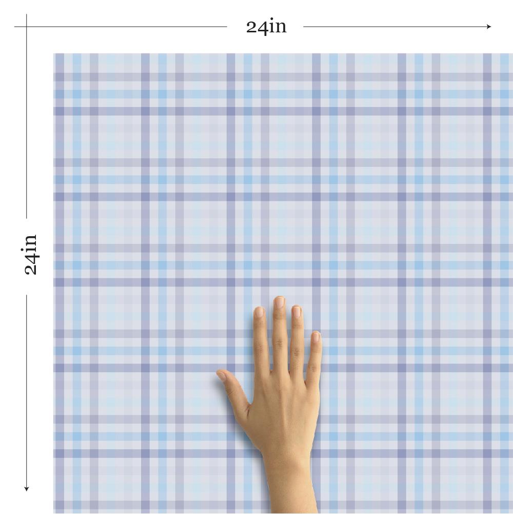 Blue Plaid Peel and Stick Removable Wallpaper 0643 - Self-Adhesive Decorative Wall Covering for Bedroom, Living Room & Office Decor