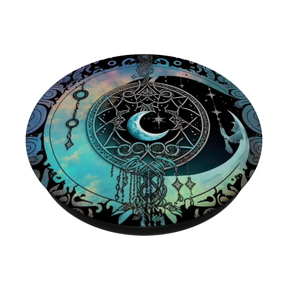 Moon Wiccan Pagan Crystal Mandala PopSocket - Phone Grip for Spiritual Decor