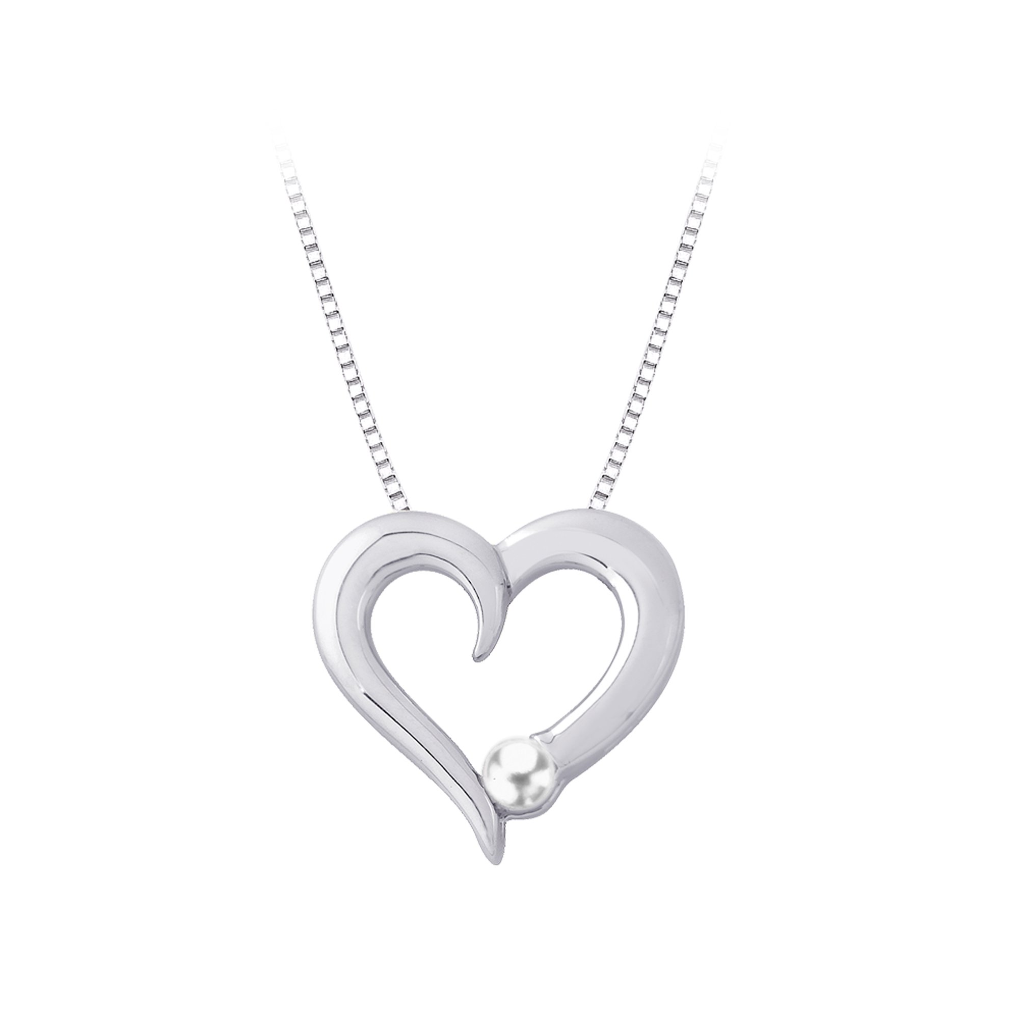 KATARINA Sterling Silver Cultured Pearl Heart Pendant Necklace - Elegant Jewelry Gift for Women, Perfect for Valentine's Day, Anniversary & Special Occasions