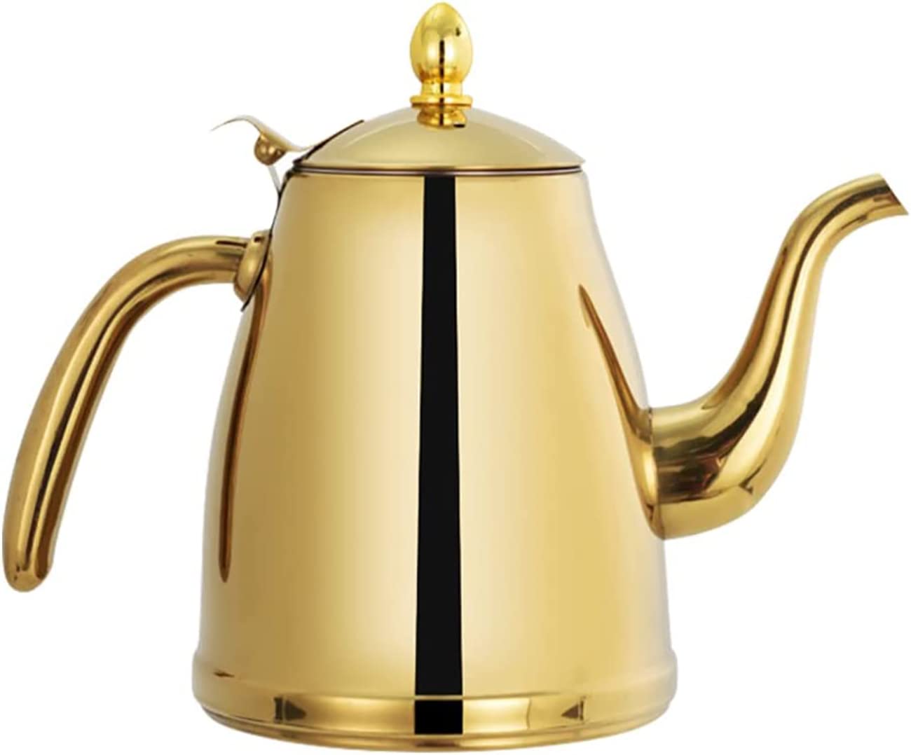 Premium Stainless Steel Gooseneck Kettle - 1.5L Whistling Tea Kettle & Coffee Pour Over Pot with Ergonomic Handle - Stovetop Safe for Tea Brewing, Pour Over Coffee & Hot Water Dispensing (Gold)