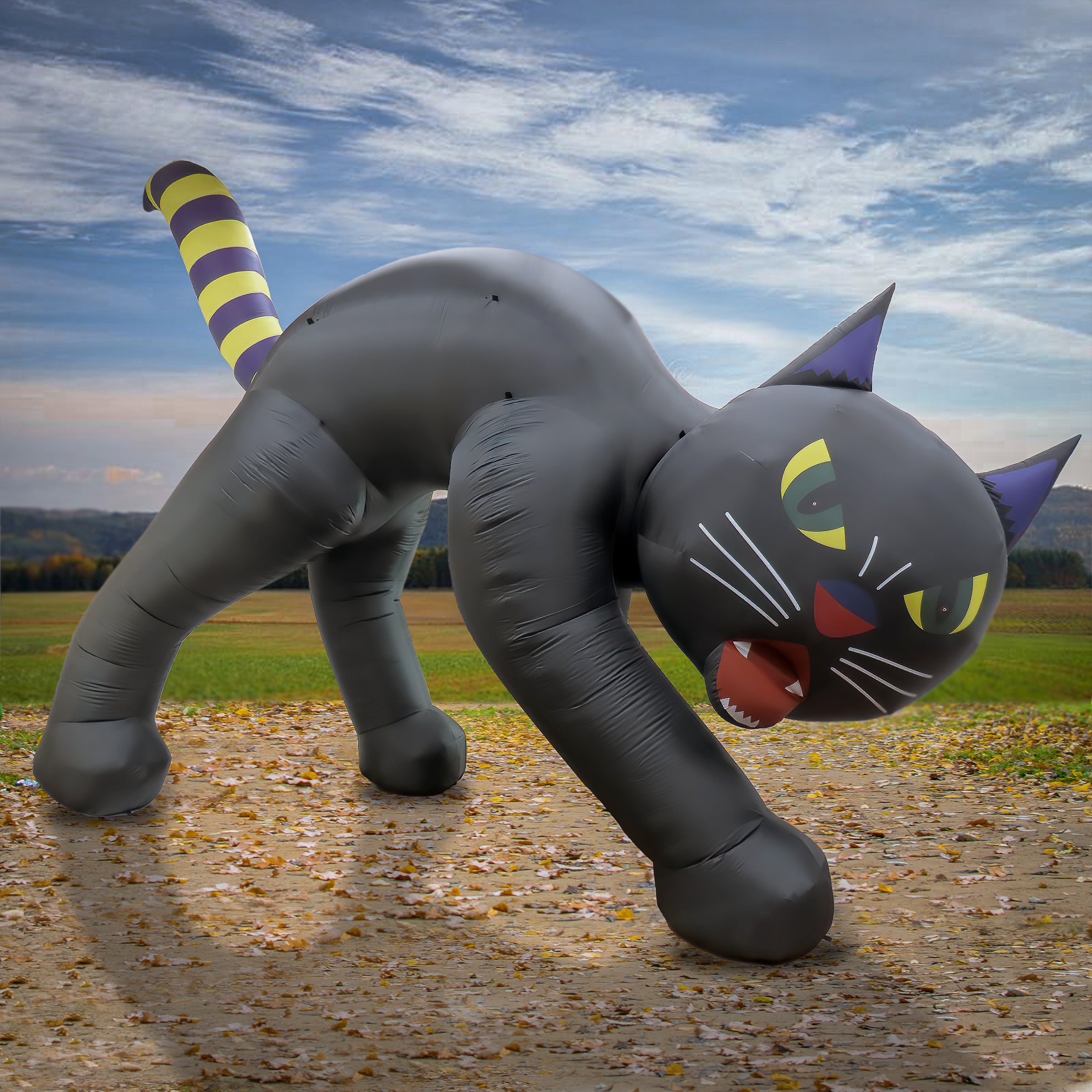20 ft. Halloween Black Cat Inflatable Decoration with LED Lights - Spooky Yard Decoration for Halloween Party & Outdoor Decor