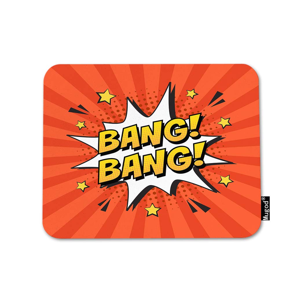 Retro Comic Speech Bubble Star Gaming Mouse Pad - Non-Slip Rubber Base, Orange Color, 9.5x7.9 Inch - Perfect for PC, Laptop, Office & Home Workspace - Ideal for Gamers, Graphic Designers & Remote Workers