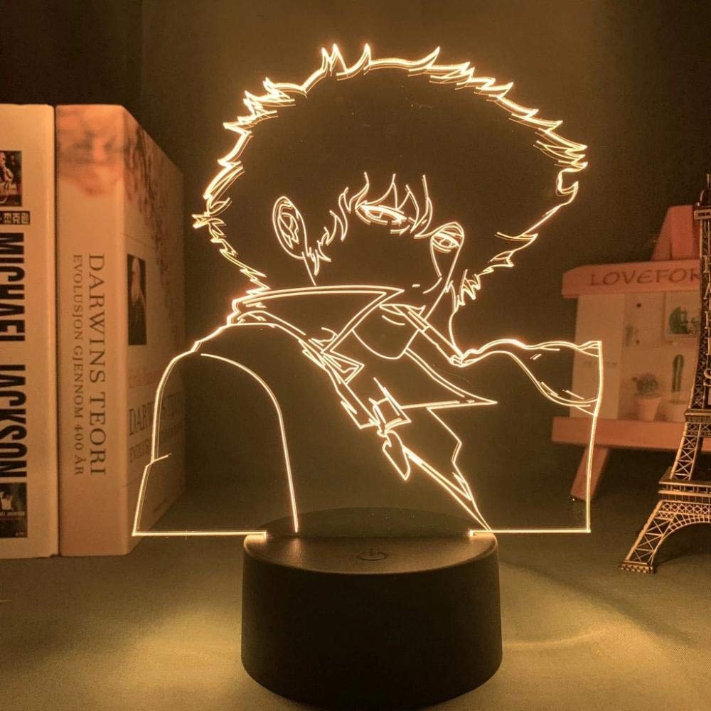 **3D LED Anime Night Light - Cowboy Bebop Spike Spiegel 16-Color Changing Table Lamp with Remote | Perfect for Home Decor, Christmas Gifts, Kids' Room & Manga Lovers**