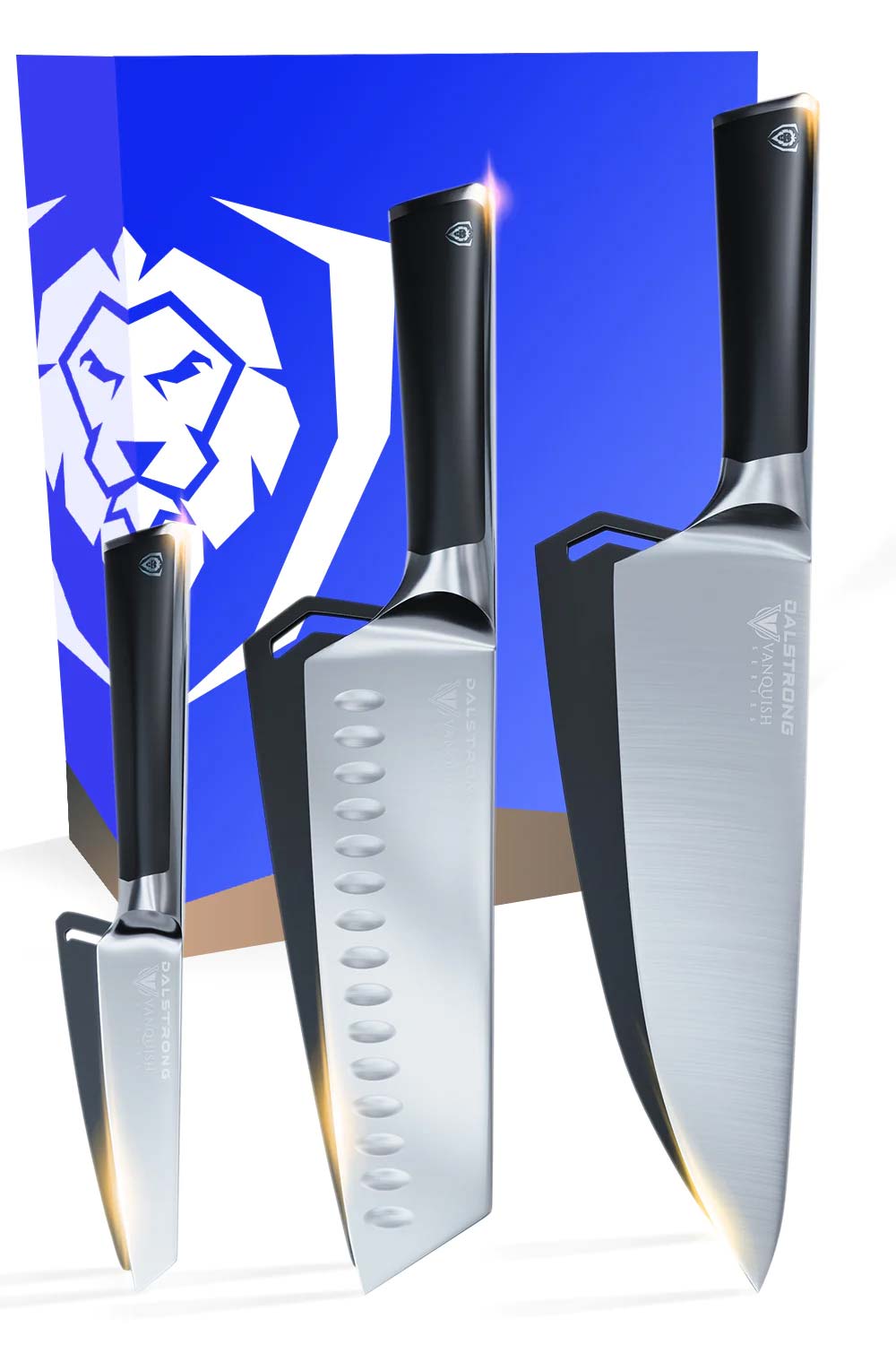 Premium 3-Piece Knife Block Set with Black Handle - Vanquish Series | NSF Certified | Dalstrong | Perfect for Home Chefs & Professional Kitchens