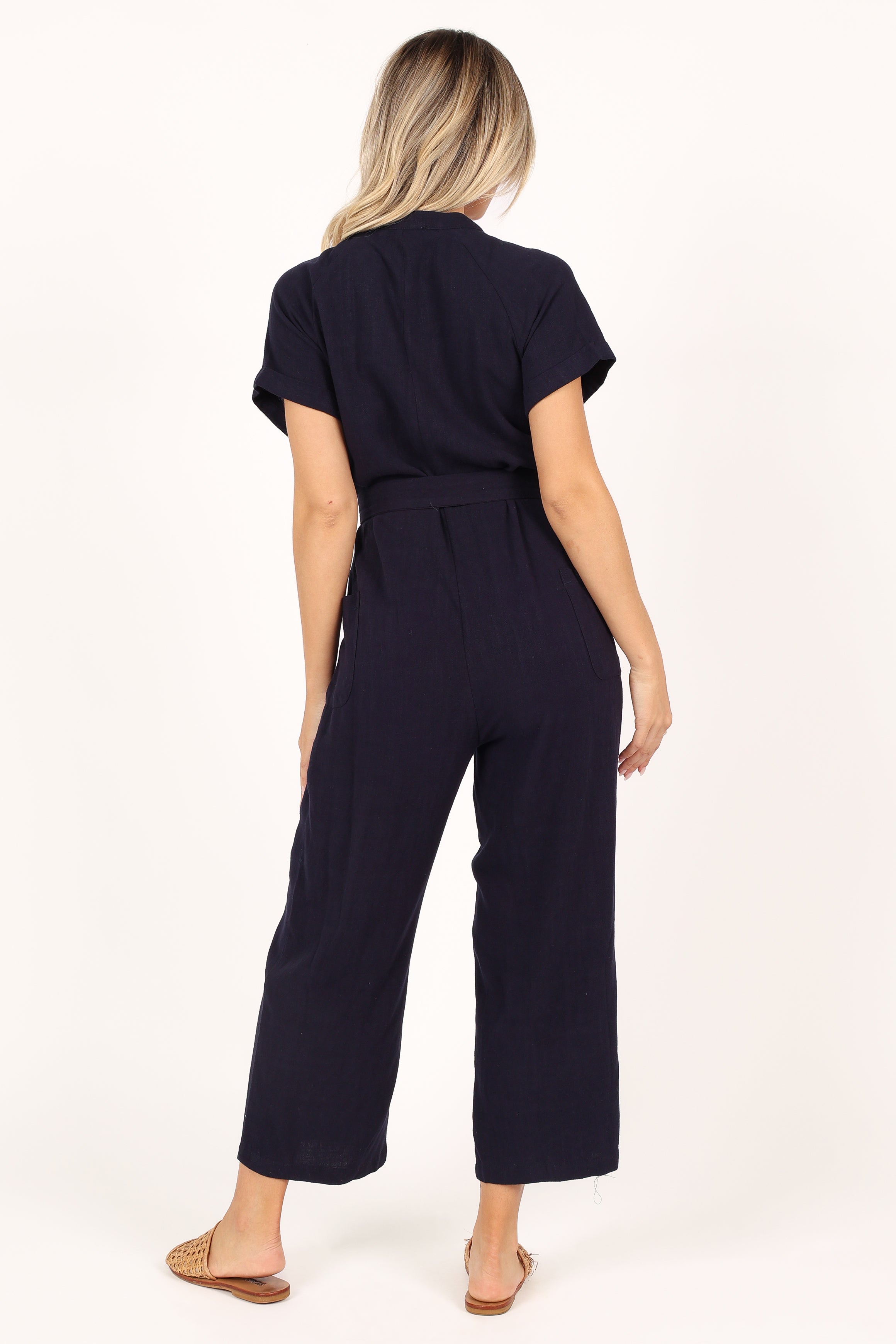 Archie Women's Navy Blue Jumpsuit - Stylish One-Piece Romper for Casual Outings, Workwear & Everyday Fashion