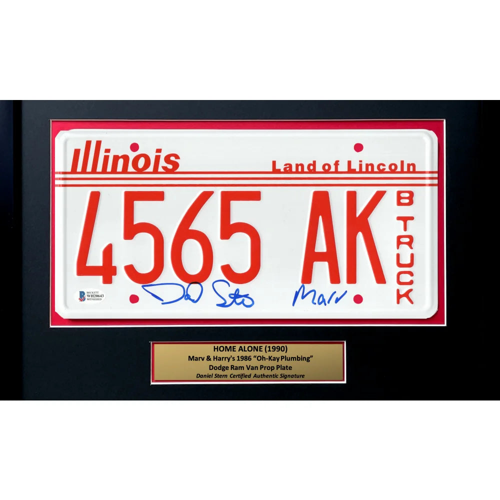 Home Alone Daniel Stern Signed Movie Car License Plate Framed BAS Autograph Marv - Authentic Collectible Memorabilia for Movie Fans & Home Decor