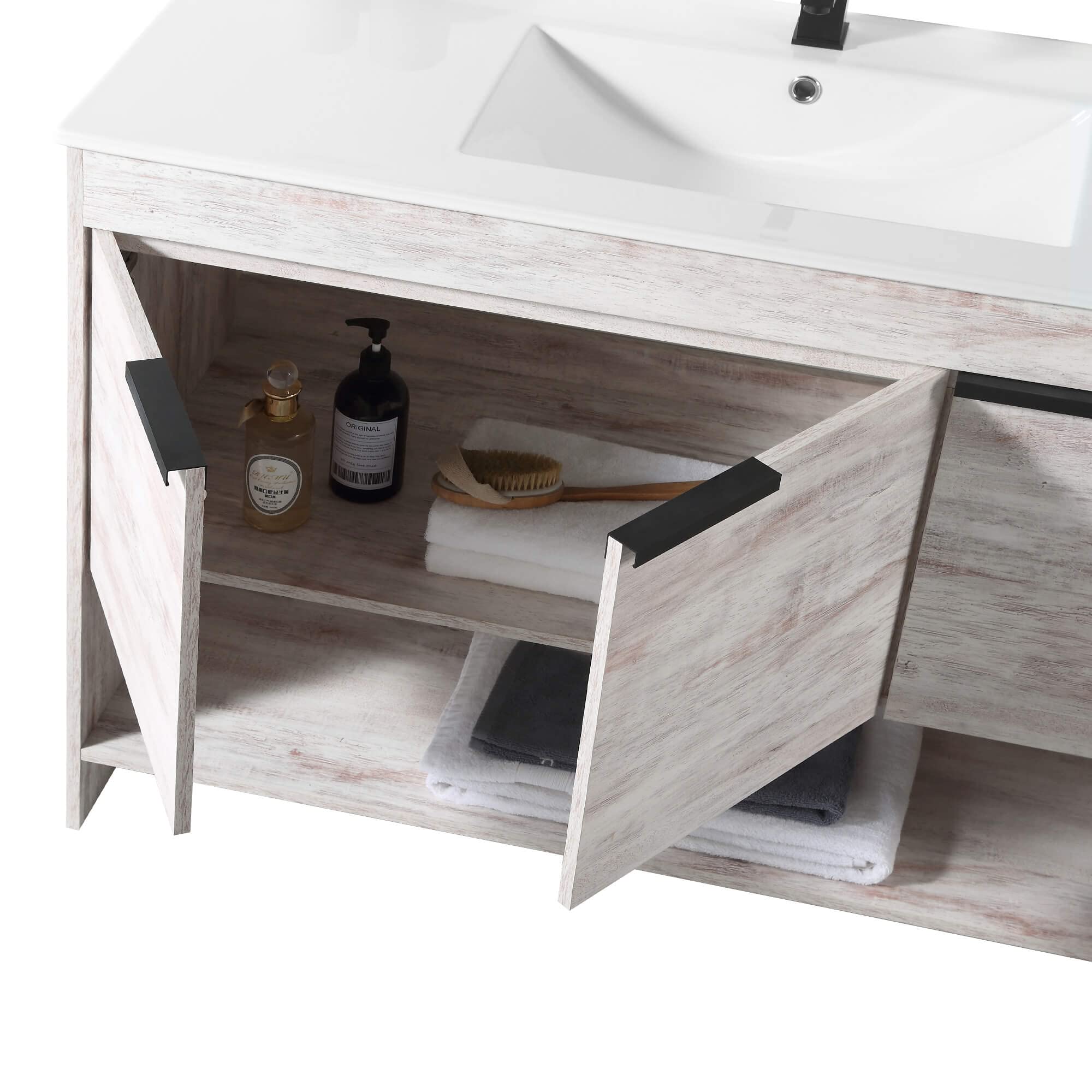 Fine Fixtures Phoenix 48 Inch Bathroom Vanity with Sink – Modern White Vanity with Soft-Close Doors & Storage Drawers for Small Bathrooms | Durable Construction | Easy Installation | Perfect for Master Bath, Guest Bath & Powder Room Remodeling