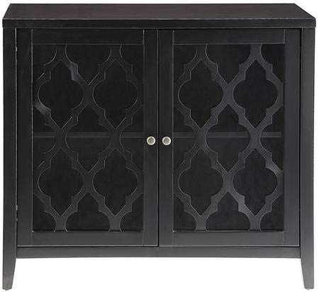 Modern Buffet Sideboard with 2 Glass Doors & 4 Wooden Tapered Legs - Rectangular Storage Cabinet for Living Room, Entryway, Kitchen, Hallway | Perfect for Dining Room Storage, Displaying China, or as a Stylish Console Table