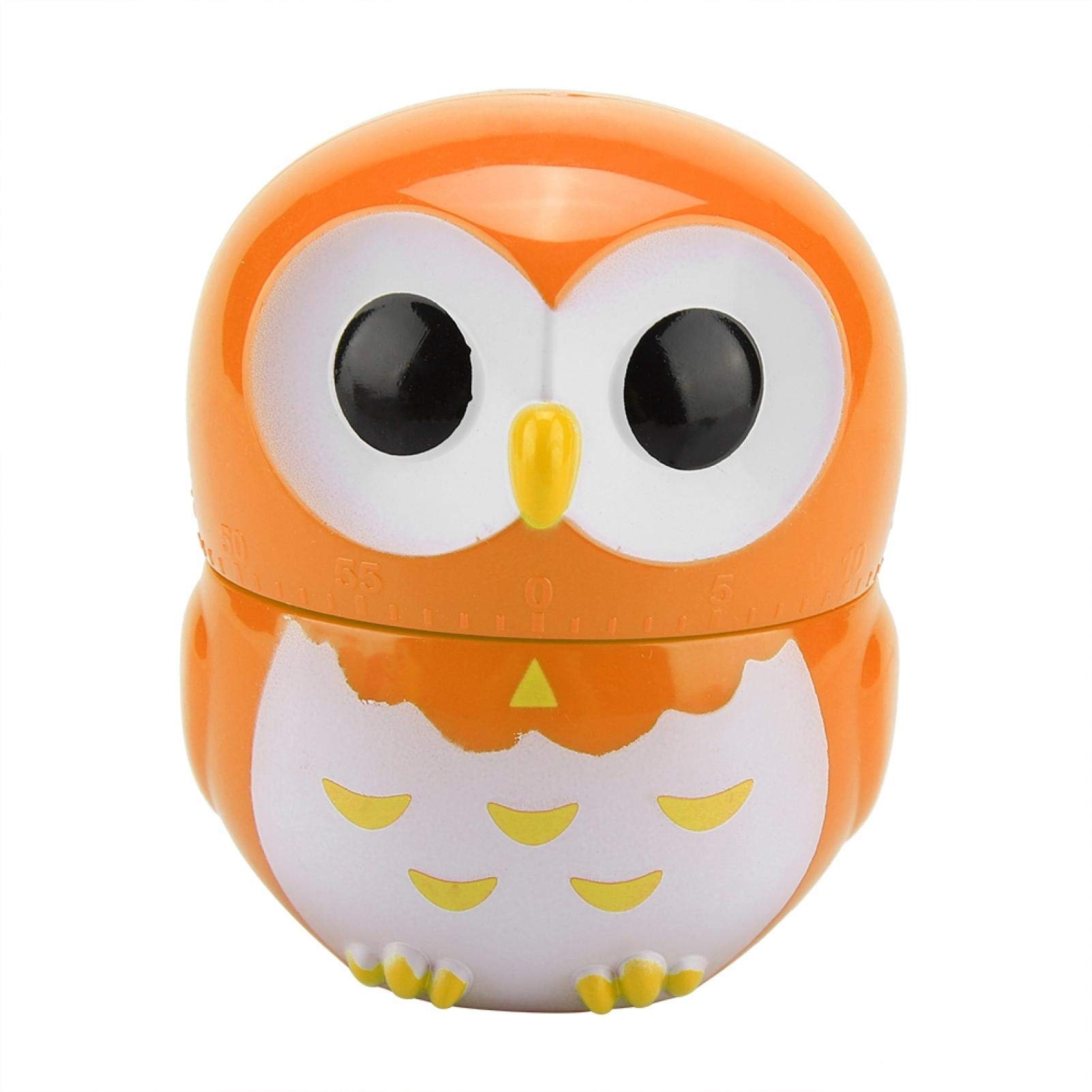 Kitchen Manual Timer - Cute Owl Shape Mechanical Cooking Countdown Clock, Portable Alarm Clock for Home & Kitchen Use, Perfect for Baking, Boiling, and Meal Prep (Orange)