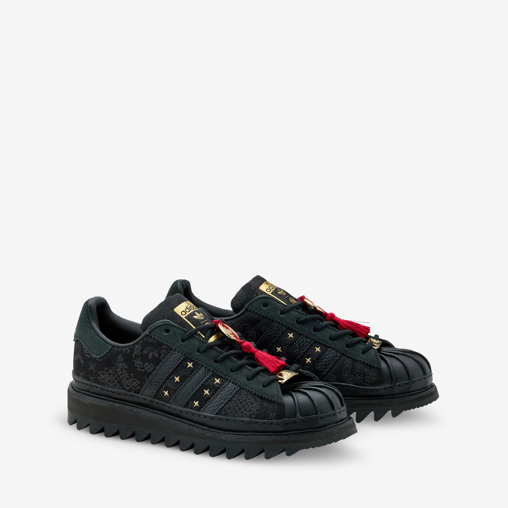 CLOT by Edison Chen x LNY Superstar Core Black Carbon Gold Metallic Sneakers - Limited Edition Streetwear Shoes for Men | Perfect for Urban Fashion & Lunar New Year Celebrations
