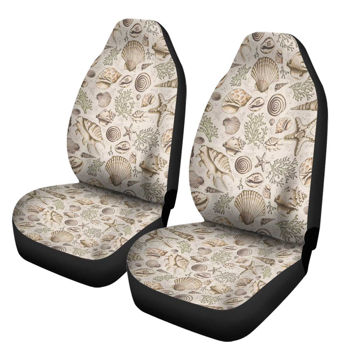 Premium Brown Seashell Pattern Car Seat Cover - Universal Fit for Cars, Trucks & SUVs - Waterproof & Non-Slip Protection - Perfect for Beach Trips, Road Trips & Daily Commutes