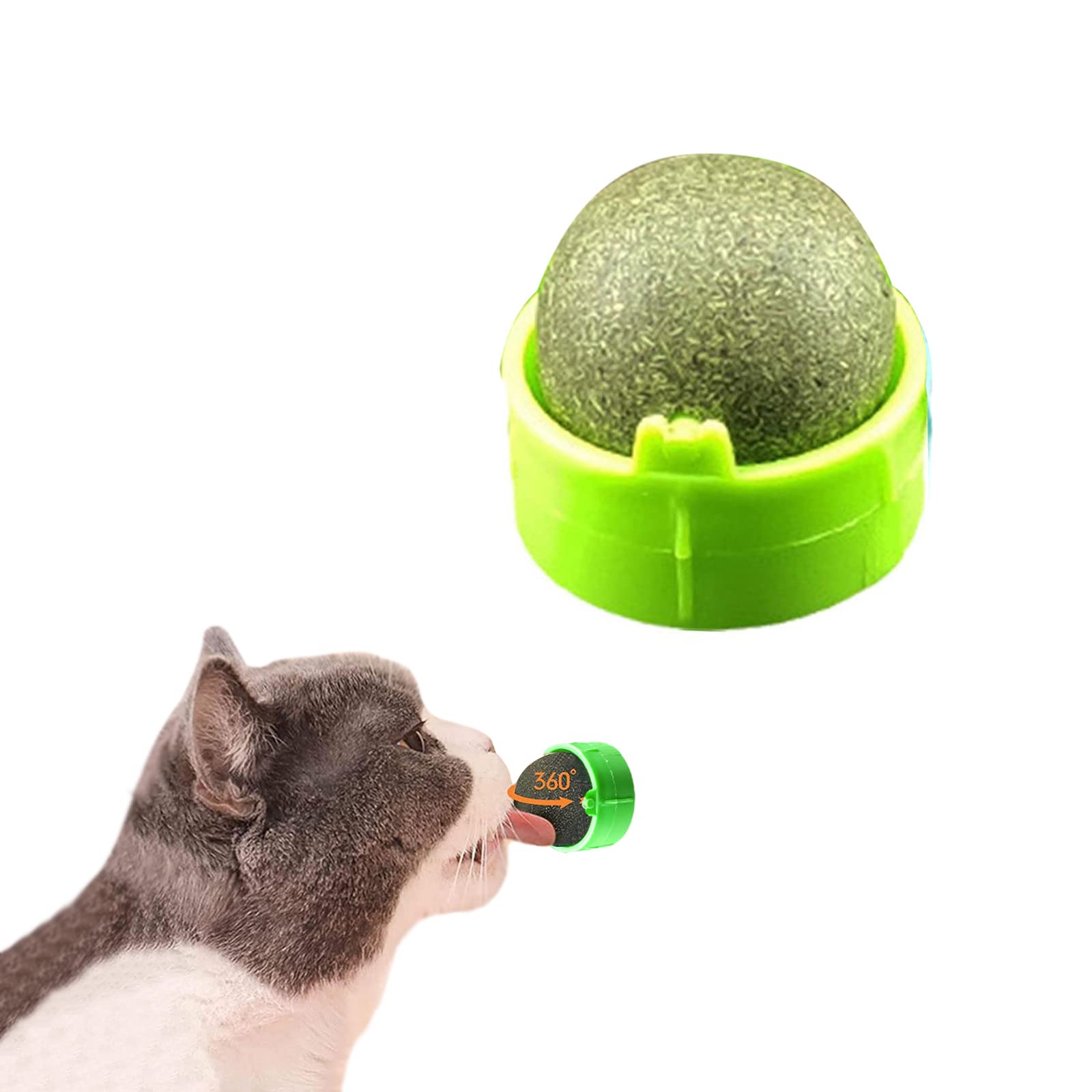 Organic Catnip Wall Balls - Mint Flavored Rotatable Cat Treat Toys for Teeth Cleaning | Edible Cat Licking Balls & Chew Toys | Perfect for Indoor Play, Dental Care & Stress Relief for Kittens & Adult Cats