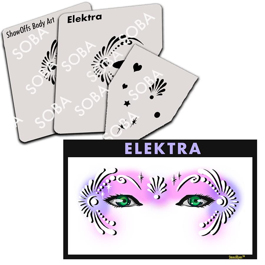 Face Painting Stencil - StencilEyes Elektra - Exotic Eye Design for Professional Makeup & Costume Parties | Halloween, Cosplay, Carnival, Theater