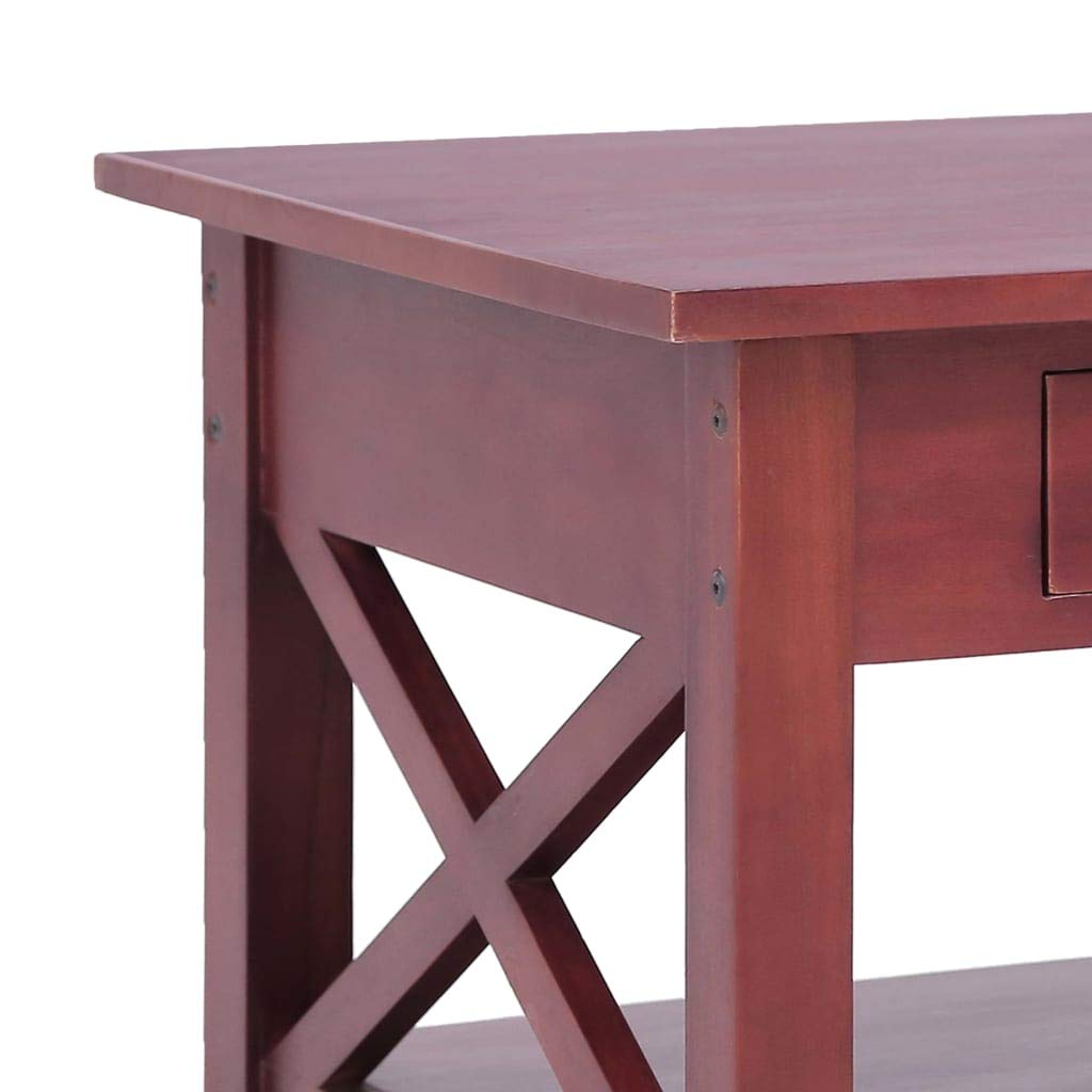 Premium Solid Mahogany Wood Coffee Table with 2 Drawers & Shelf - Classic Brown Lacquer Finish, Sturdy Frame - Elegant Living Room Furniture for Home Decor, Family Gatherings & Entertainment Spaces
