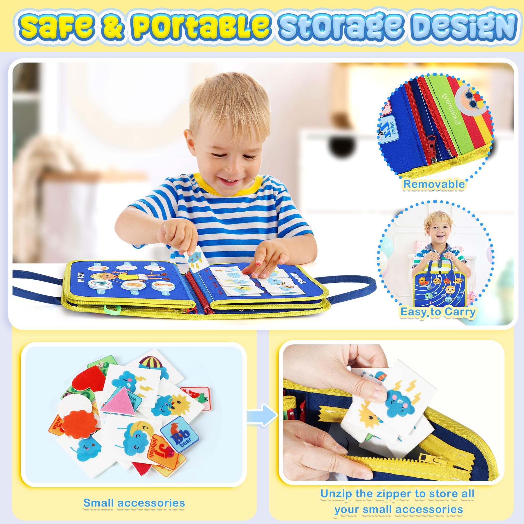 URMYWO Montessori Busy Board - Sensory Toys for Toddlers 1-4 Years Old, Fine Motor Skills Activity Book for Boys & Girls, Autism Learning Toys, Perfect Travel Gift for Road Trips, Airplane & Car Rides | Ideal for Home, Classroom & On-The-Go Play