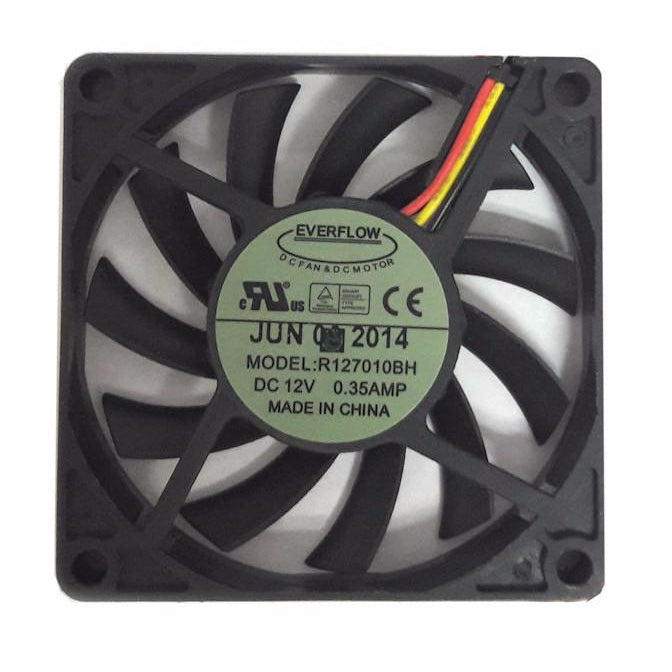 Everflow 70x70x10mm Dual Ball Bearing 12V DC Cooling Fan R127010BH - Perfect for PC, Electronics, and DIY Cooling Projects