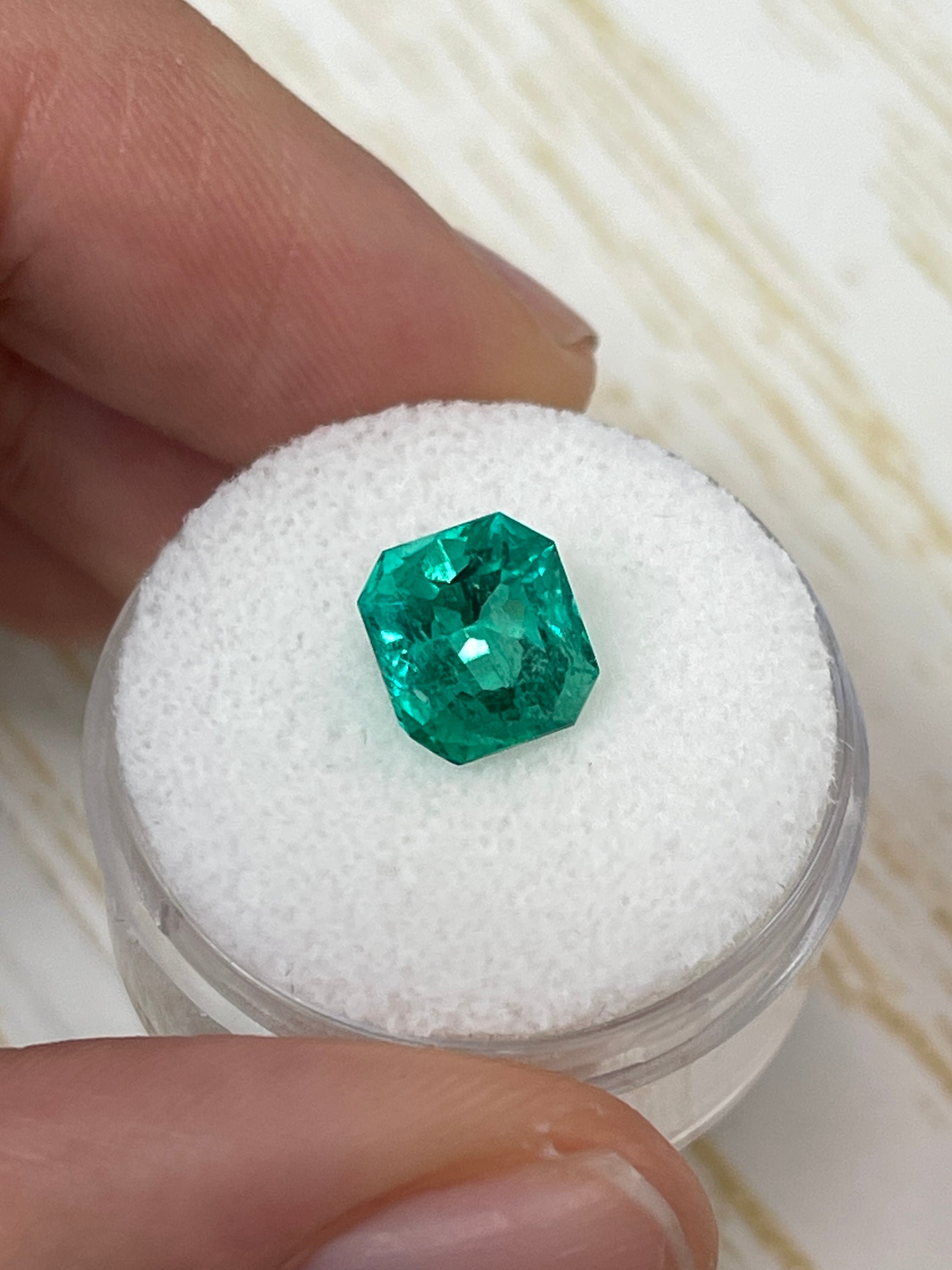 2.98 Carat Vivid Green Natural Loose Colombian Emerald - Asscher Cut Gemstone for Jewelry Making, Engagement Rings & Luxury Gifts | GLOWING Brilliance & Premium Quality