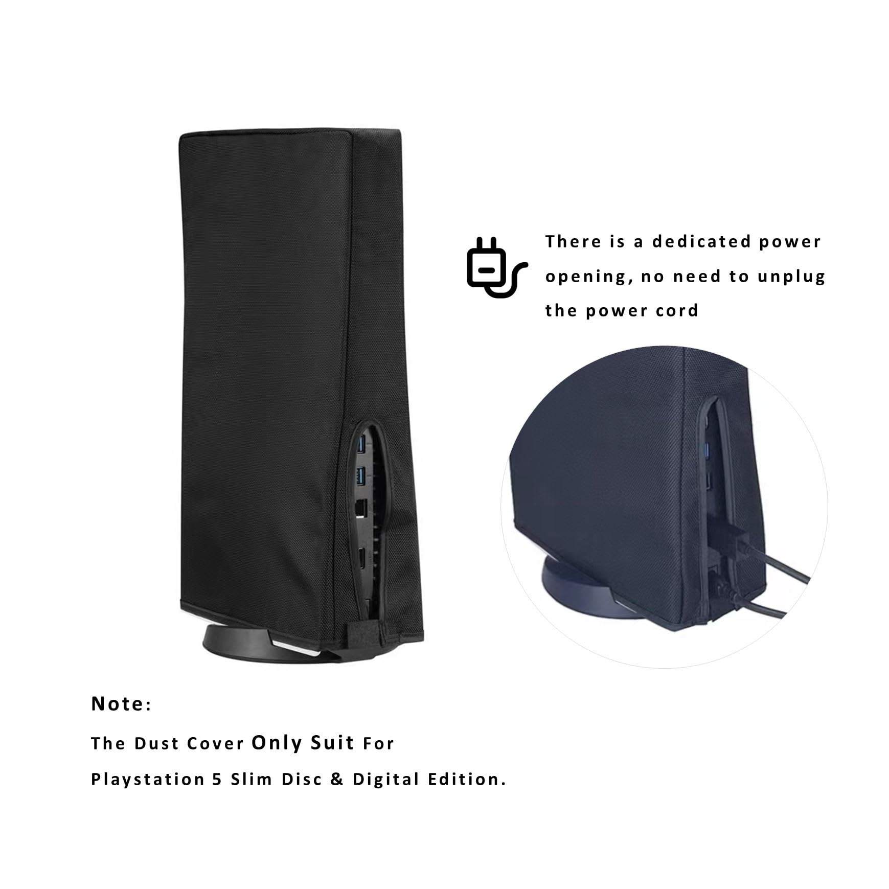Roipin Dust Cover for PS5 Slim Digital & Disc Edition Console - Anti-Scratch, Waterproof Protective Case for PlayStation 5 Slim - Black - Perfect for Gaming Setup & Console Protection