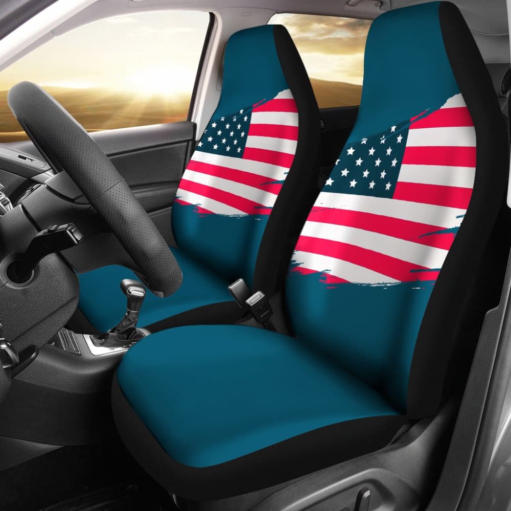Blue Stars Stripes American Flag Car Seat Covers - Patriotic USA Design for Trucks & SUVs - Perfect for 4th of July, Veterans Day & Road Trips