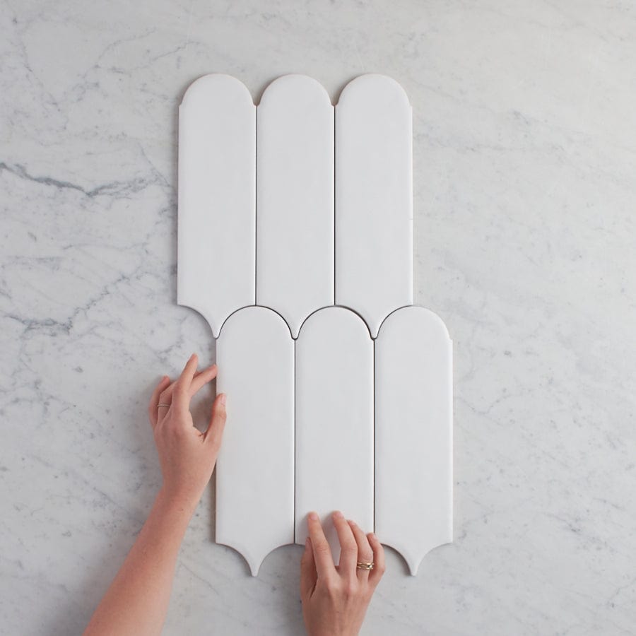 Fitzroy Gloss White Feather Tile - Premium Ceramic Wall & Floor Tile for Bathroom, Kitchen, and Backsplash - Elegant Home Decor & Renovation Solution