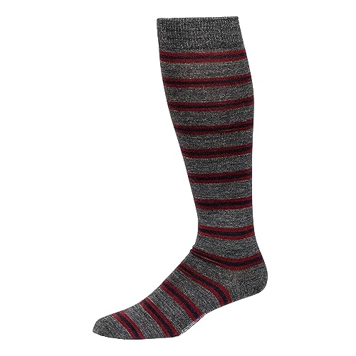 Grey With Burgundy & Navy Stripes