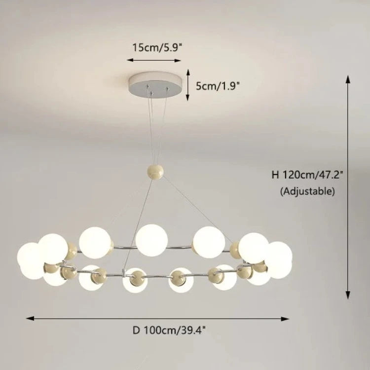 Modern Sputnik Glass Sphere Chandelier - 12/15 Light Fixture for Dining Room, Living Room & Bedroom Lighting | Stylish Mid-Century Ceiling Lamp for Home Decor