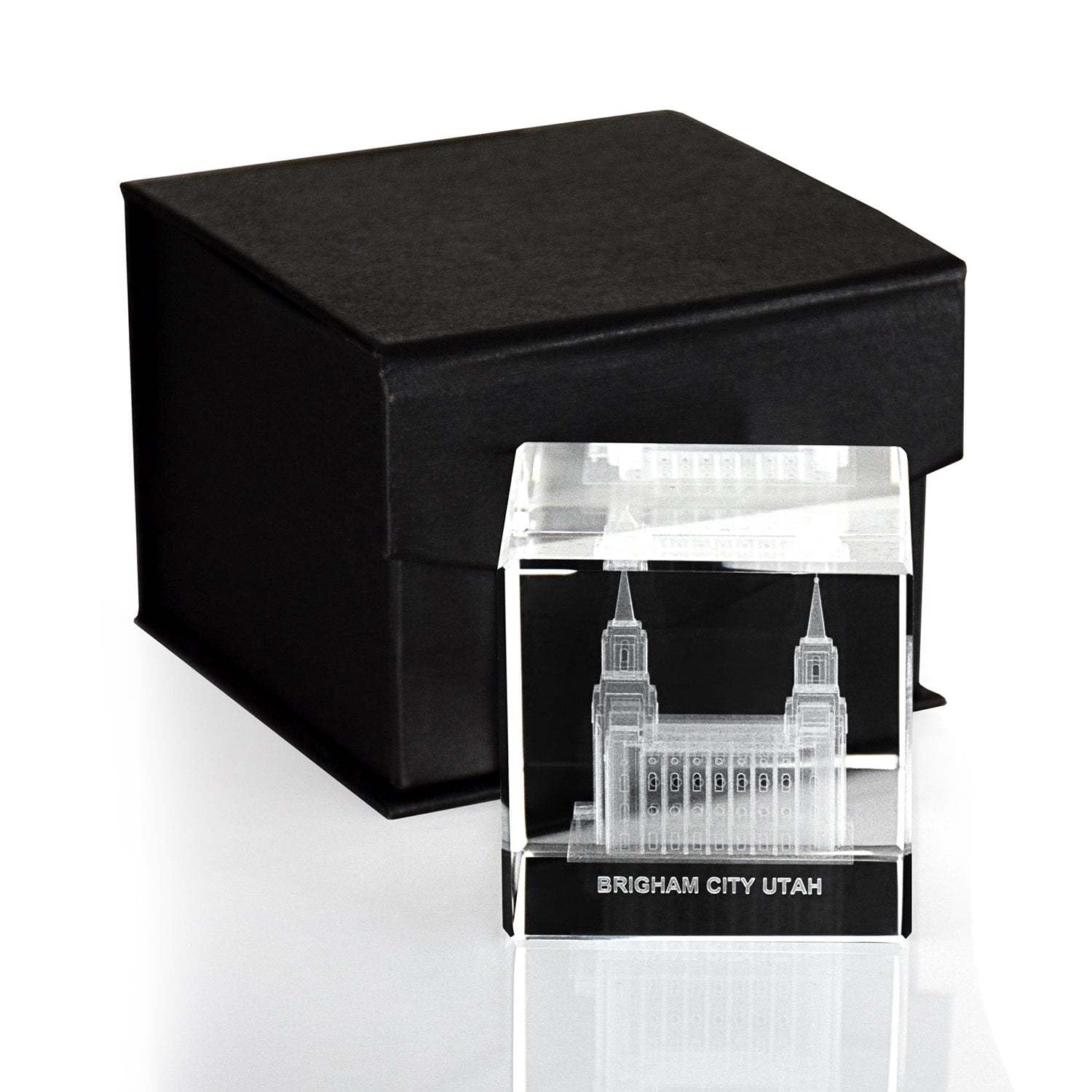 Crystal Cube Desk Decor - LDS Temple Paperweight for Office & Home | Christian Gift & Religious Decor (Brigham City Utah) | Perfect for Work Desks, Bookshelves & Spiritual Spaces