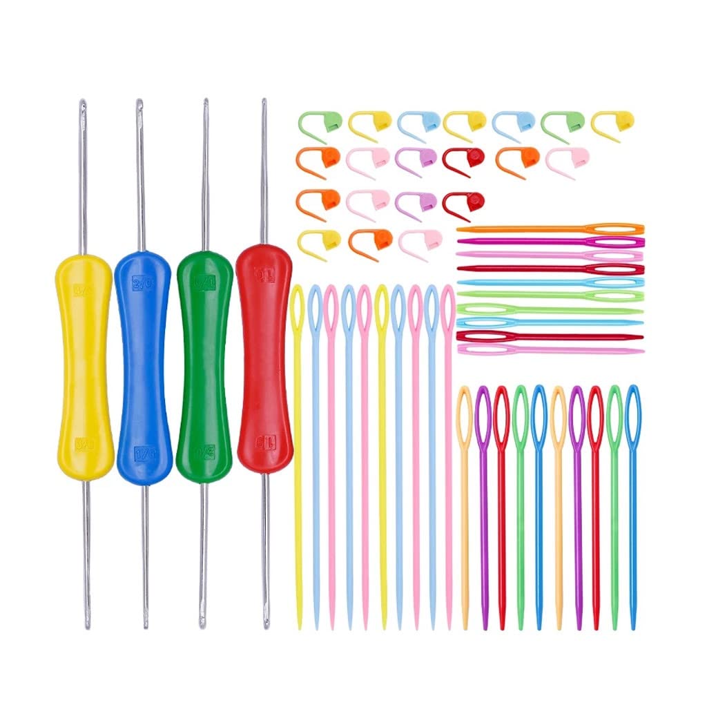 Premium Double-Ended Crochet Stitch Markers - Locking Knitting Needles for Crochet & Knitting (Mixed Colors, Set of 10) - Perfect for Yarn Projects, DIY Crafts, Sweater Making & Blanket Weaving