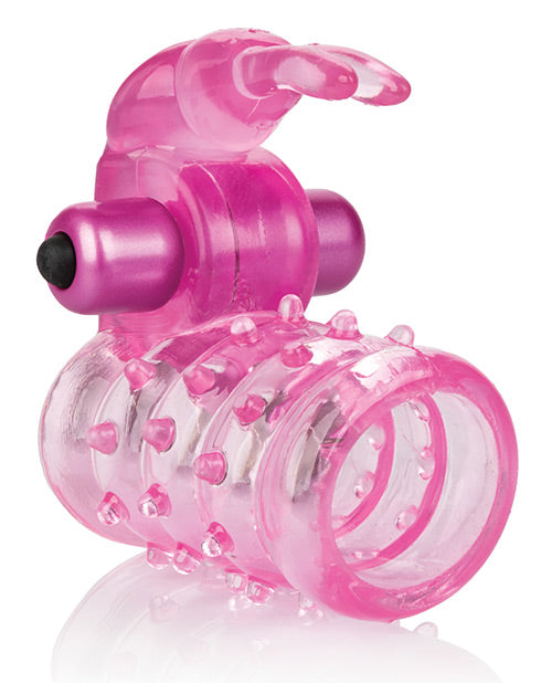 Premium Stretchy Vibrating Bunny Cock Ring with Clitoral Stimulator | Adjustable & Reusable | Enhances Pleasure for Couples | Perfect for Valentine's Day & Romantic Nights (Pink)