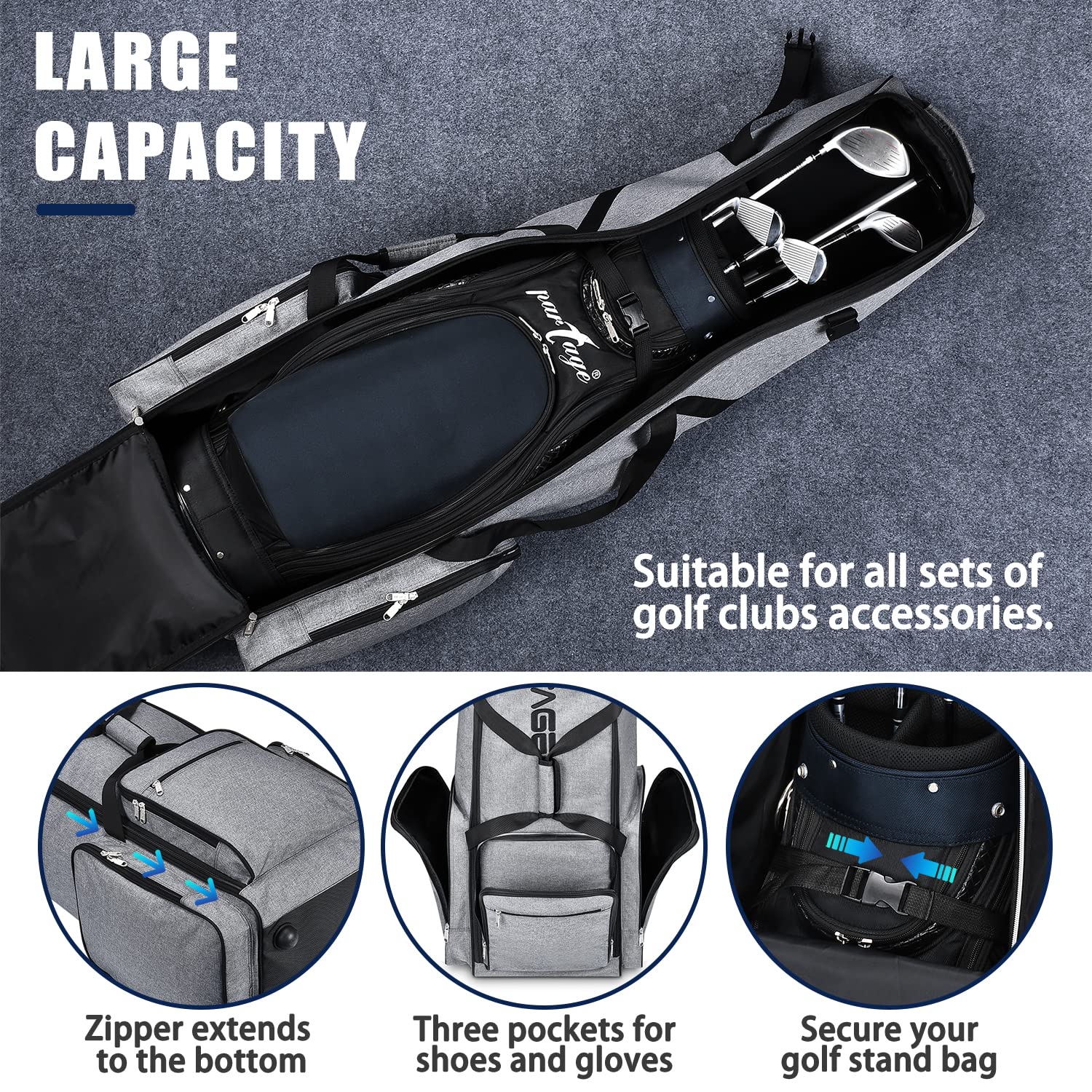 Golf Travel Bag with Wheels for Airlines - Black | Durable Golf Case for Travel