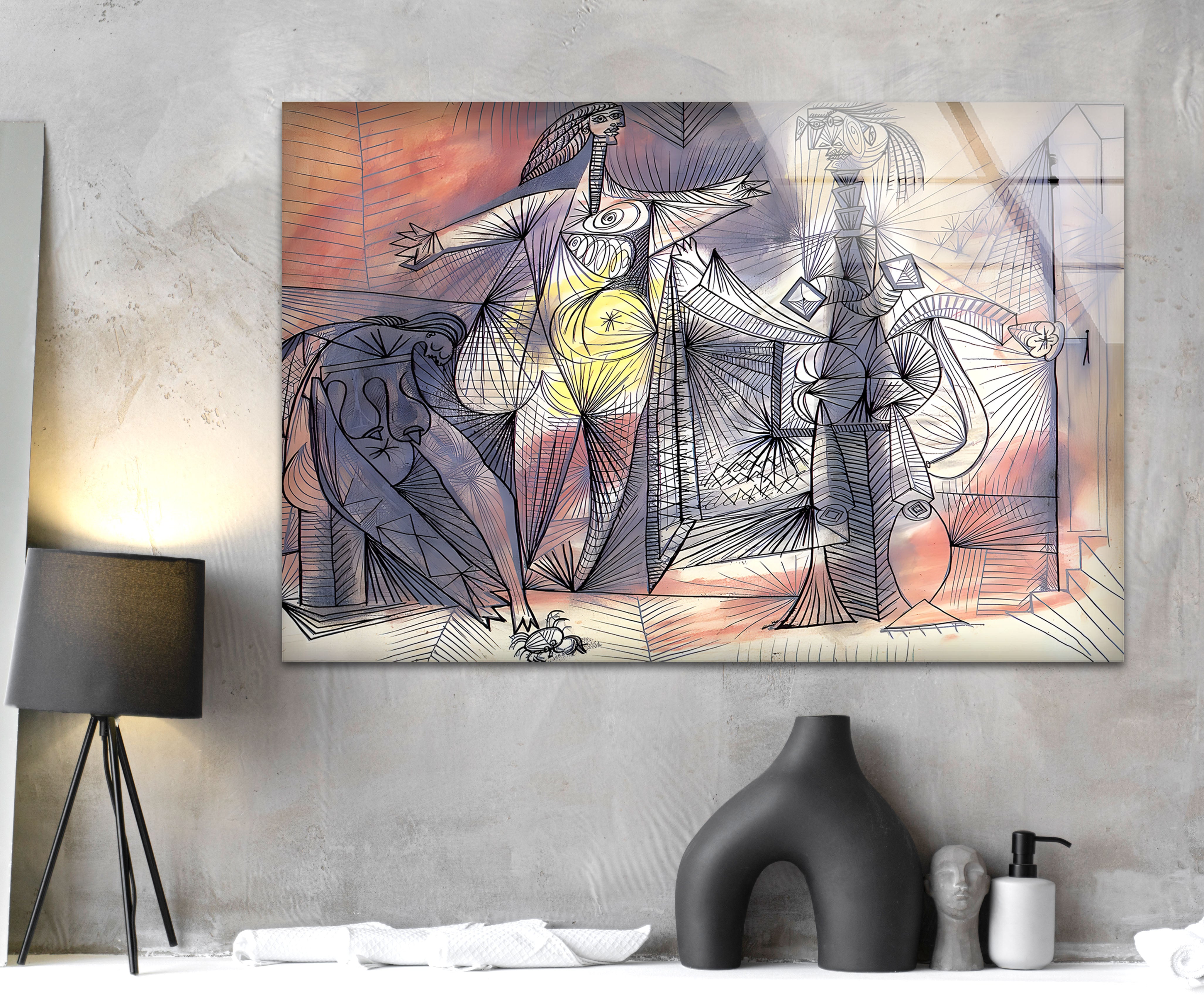 Pablo Picasso 'Bathers With Crab' Glass Wall Art - Stunning Home Decor for Living Room, Bedroom & Office