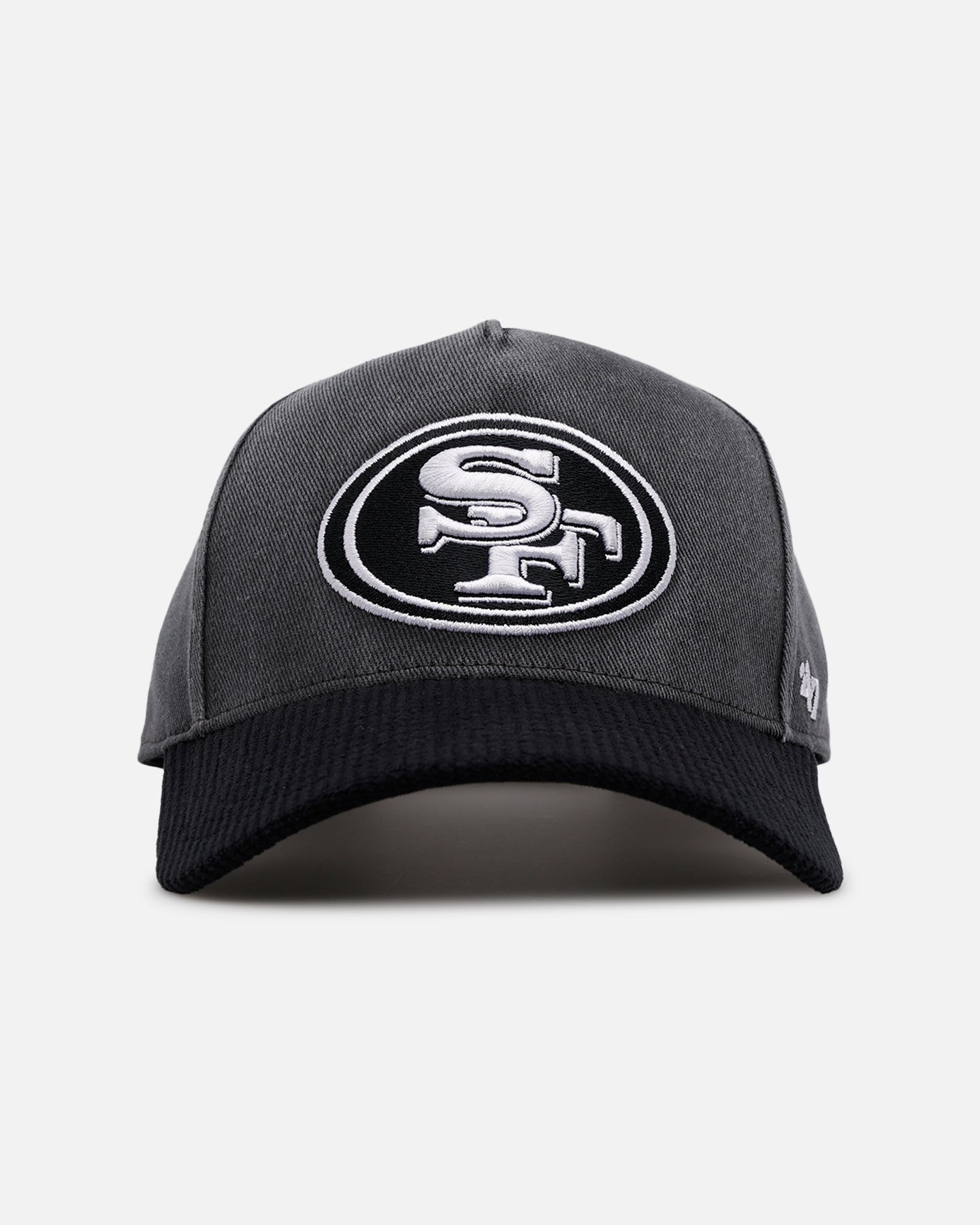 47 Brand San Francisco 49ers Apollo Corduroy 47 Offside DT Strapback Adjustable Hat - Black | NFL Officially Licensed Snapback Cap for Men & Women | Perfect for Game Day, Tailgating & Casual Wear