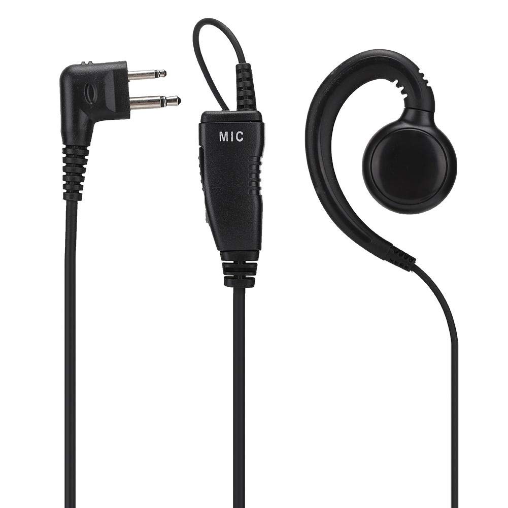 Two Way Radio Earpiece with Noise Cancelling & PTT Mic - 2-Pin Headset for Clear Communication - Perfect for Security, Construction & Outdoor Activities