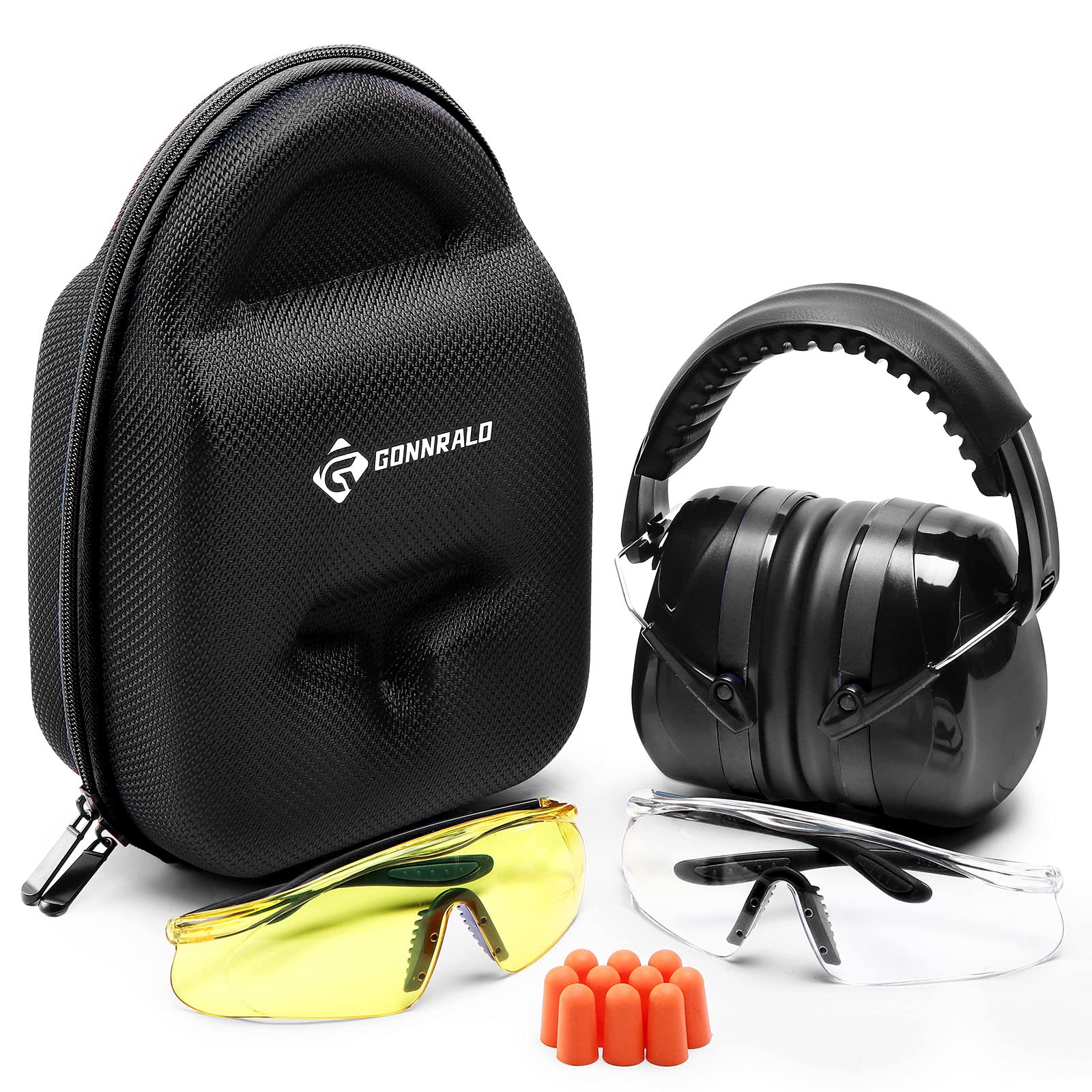 Shooting Ear Protection Earmuffs for Gun Range - Noise Reduction Safety Earmuffs with 2pcs Protective Glasses & Carrying Case - Perfect for Hunting, Shooting Range, and Outdoor Sports
