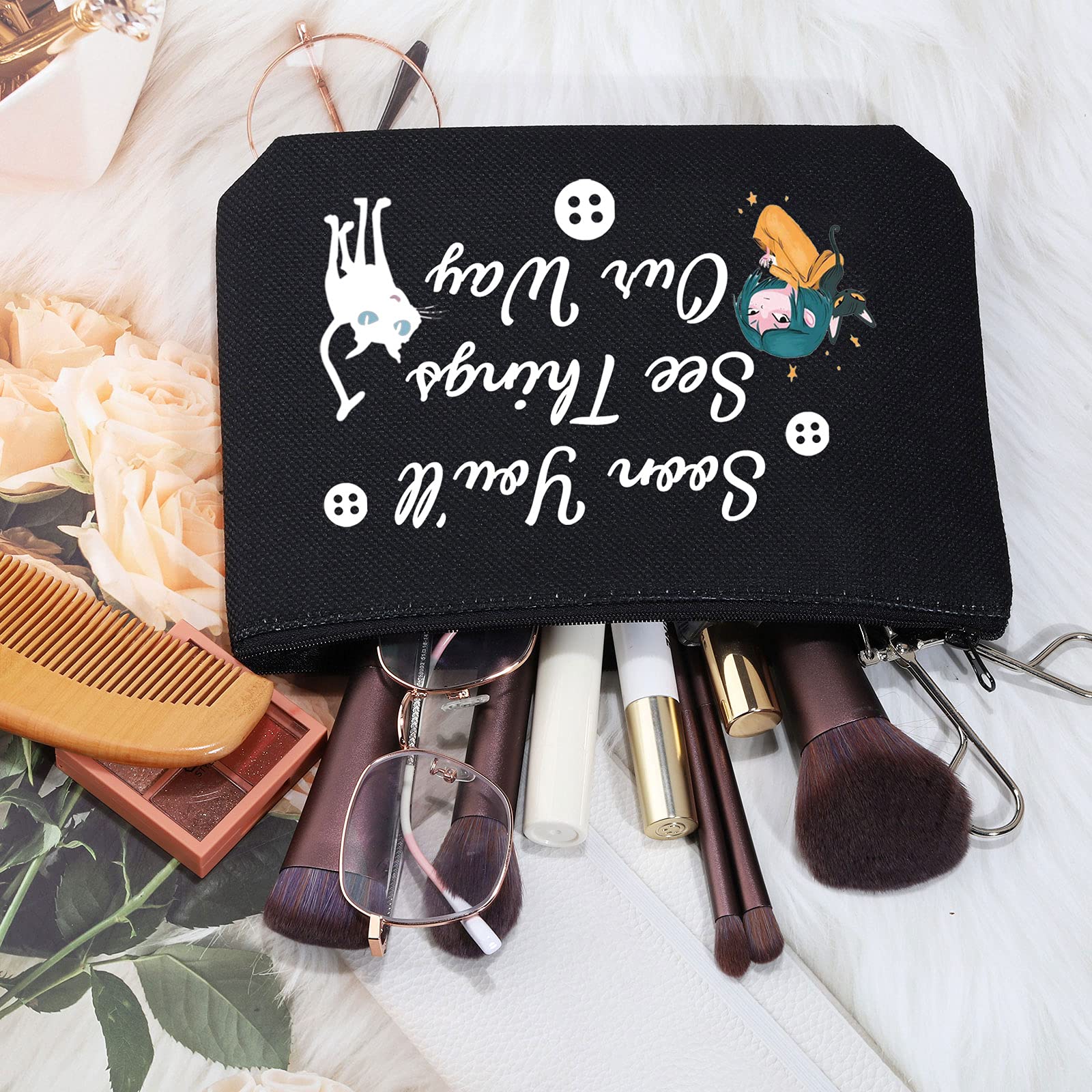 MEIKIUP Soon You'll See Things Our Way Cosmetic Bag - Fantasy Cartoon Makeup Pouch with Secret Door Design - Perfect Gift for Makeup Lovers & Thriller Fans - Great for Travel, Daily Use & Cosmetics Storage